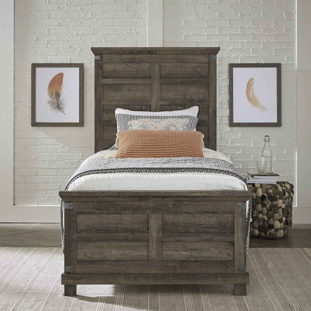 Brownstone Full Panel Bed with Wood Headboard and Drawer