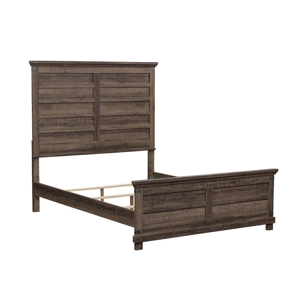 Brownstone Queen Panel Bed with Lighted Wood Headboard