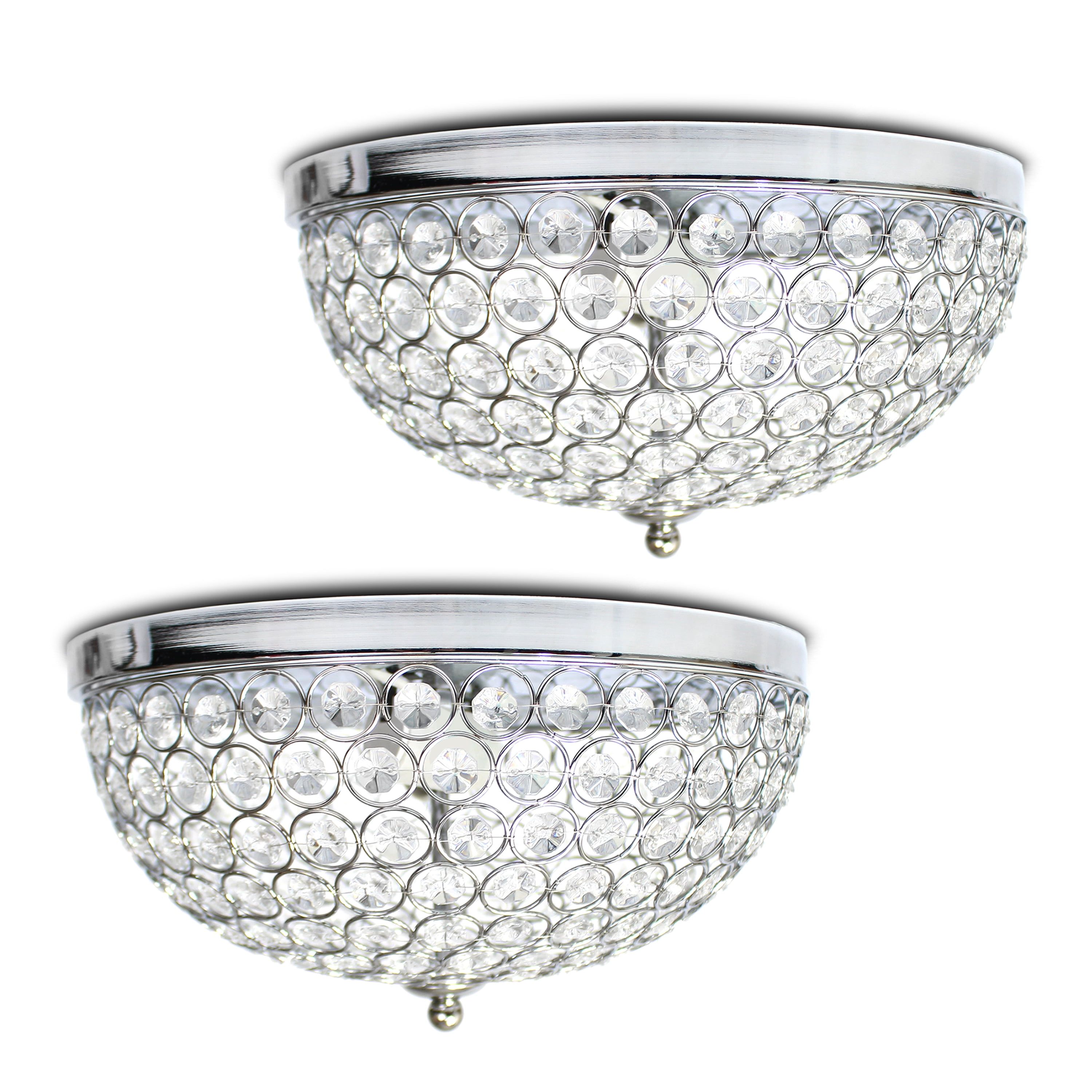 Elegant Crystal and Chrome Round Flush Mount Ceiling Light