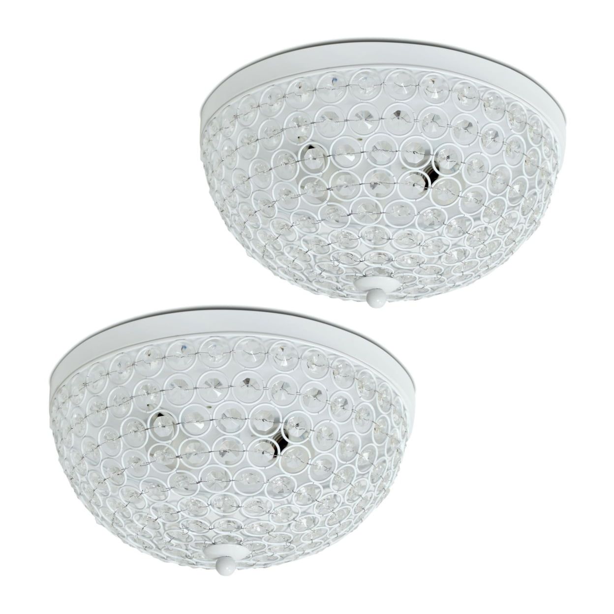 Elegant Crystal Harmony 4-Light White Flush Mount Ceiling Fixture