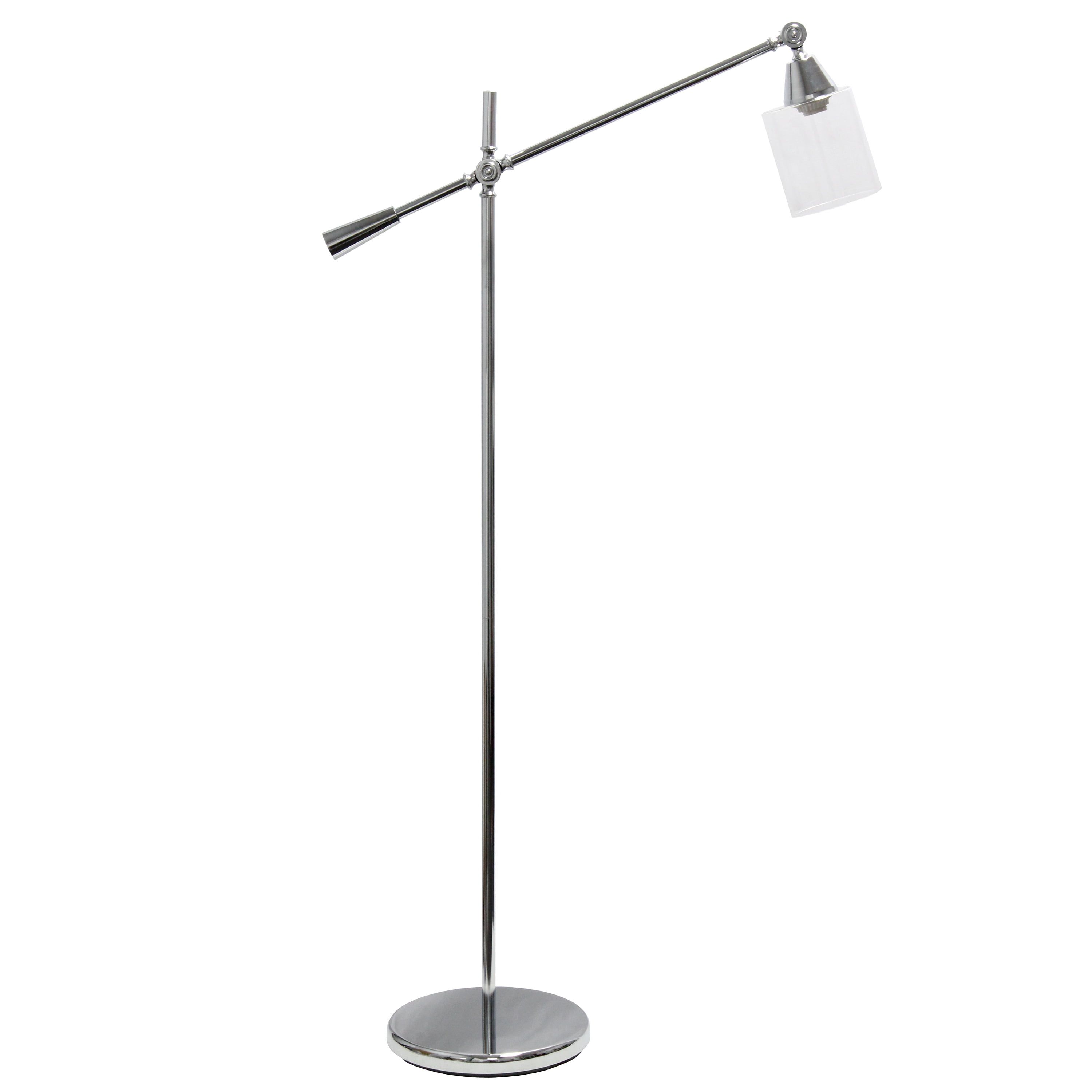 Edison-Inspired 55.5" Adjustable Chrome Floor Lamp with Clear Glass Shade