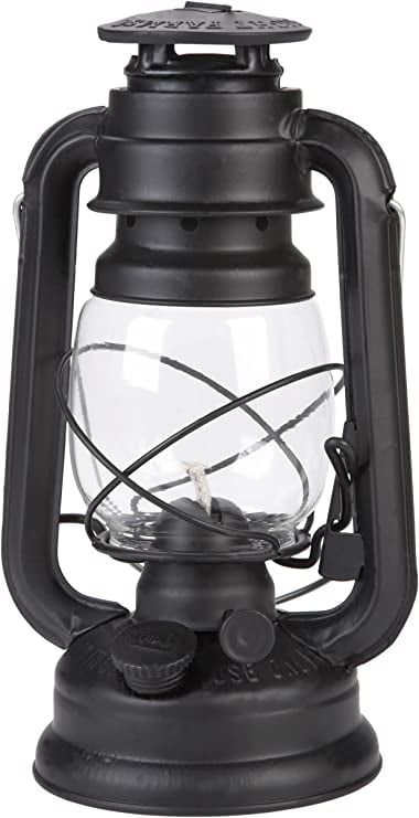 Matte Black 12" Metal and Glass Farmer's Lantern