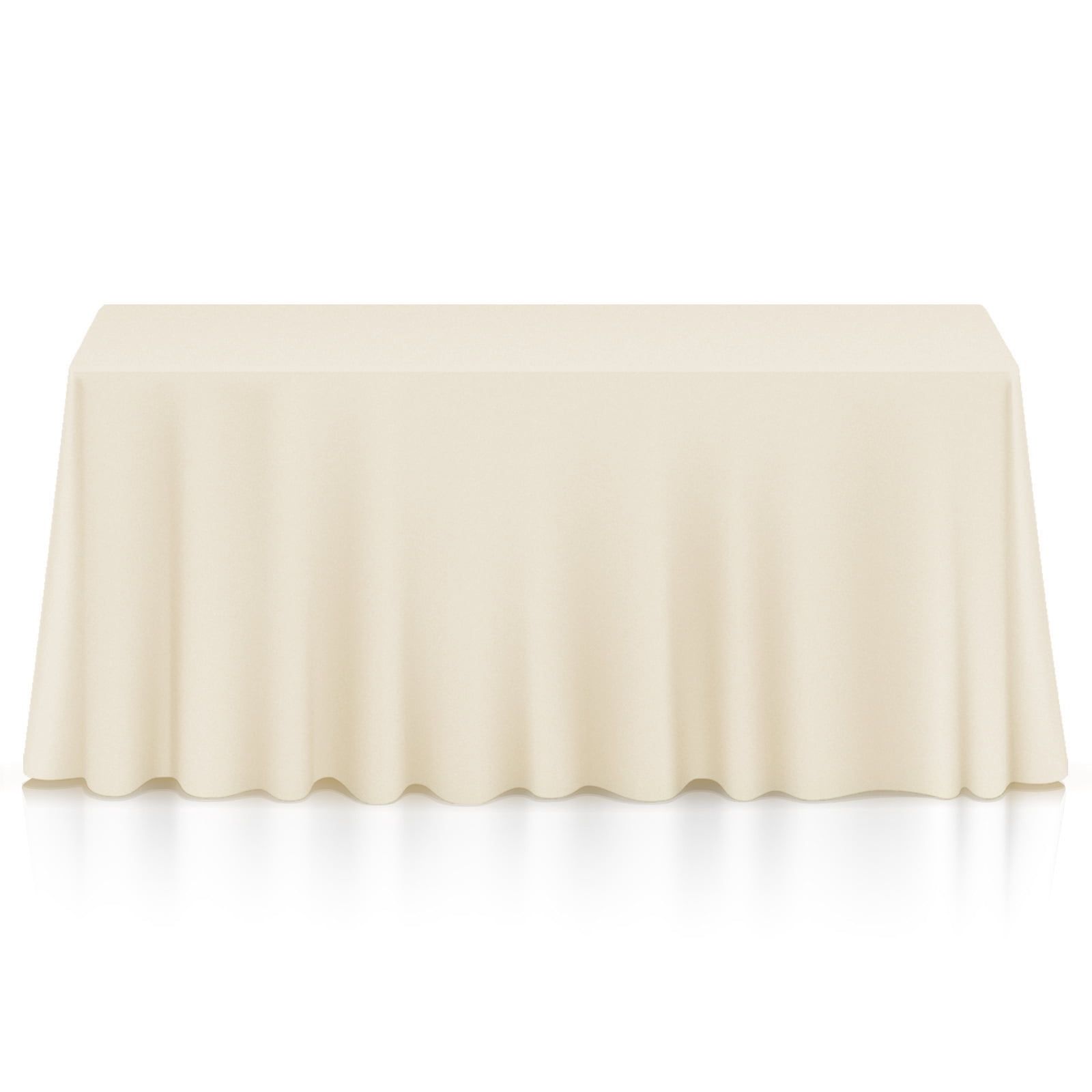 Elegant Ivory Polyester Rectangular Tablecloth 90" x 156"