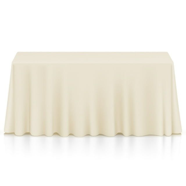 Elegant Ivory Polyester Rectangular Tablecloth 90" x 156"