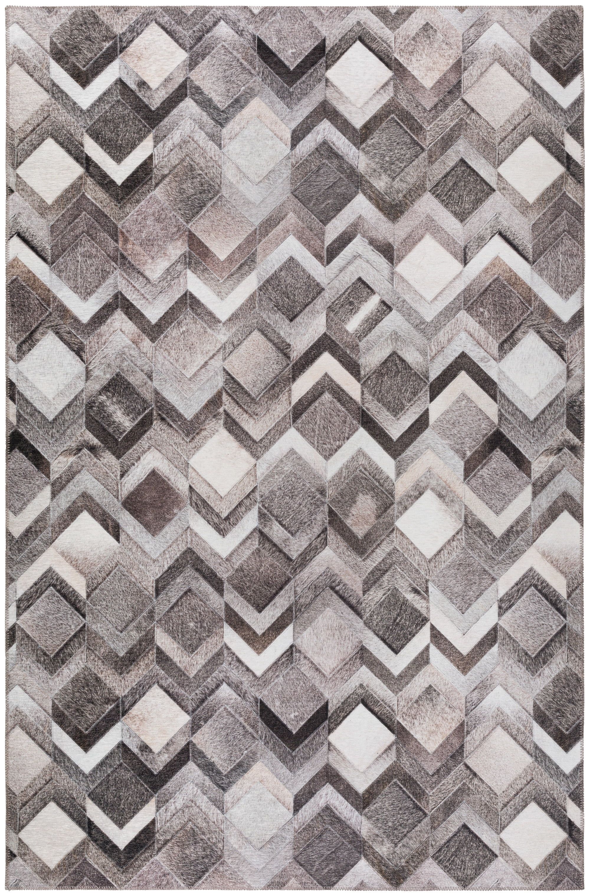 Gray Chevron Faux Hide Non-Skid Accent Rug 1'8" x 2'6"