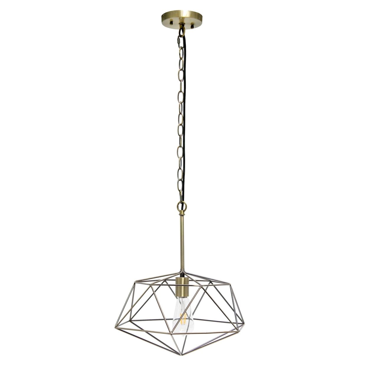 16" Antique Brass Geometric Diamond Pendant Light