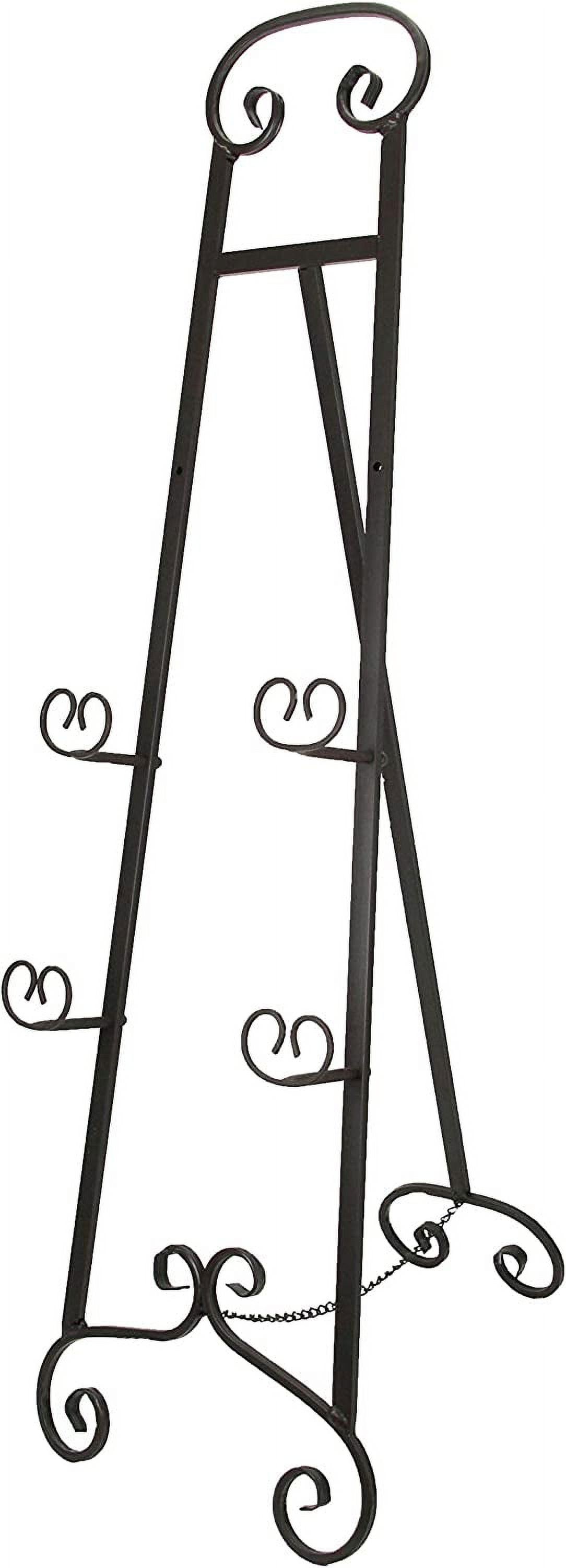 Large Bronze Finish Scroll Top Wrought Iron Art Easel with Adjustable Holders