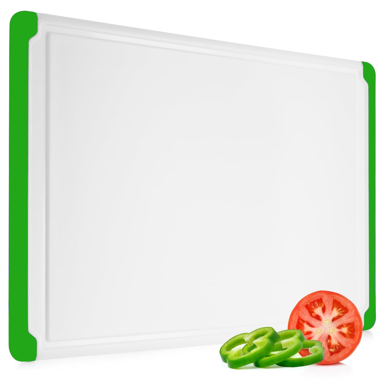 Large Green and White Plastic Rectangular Cutting Board