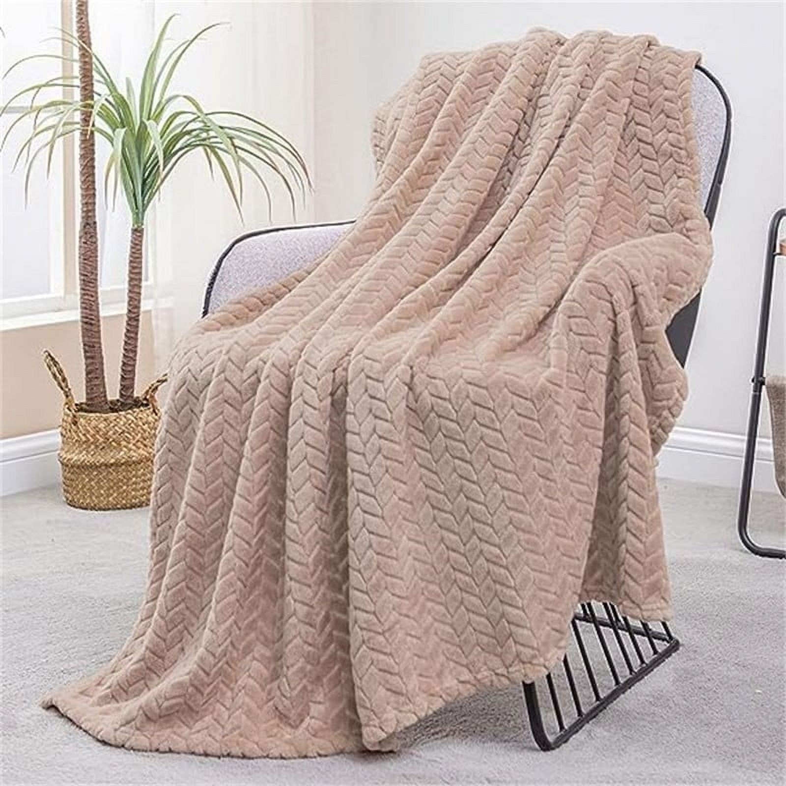 Camel Queen Size Reversible Fleece Blanket