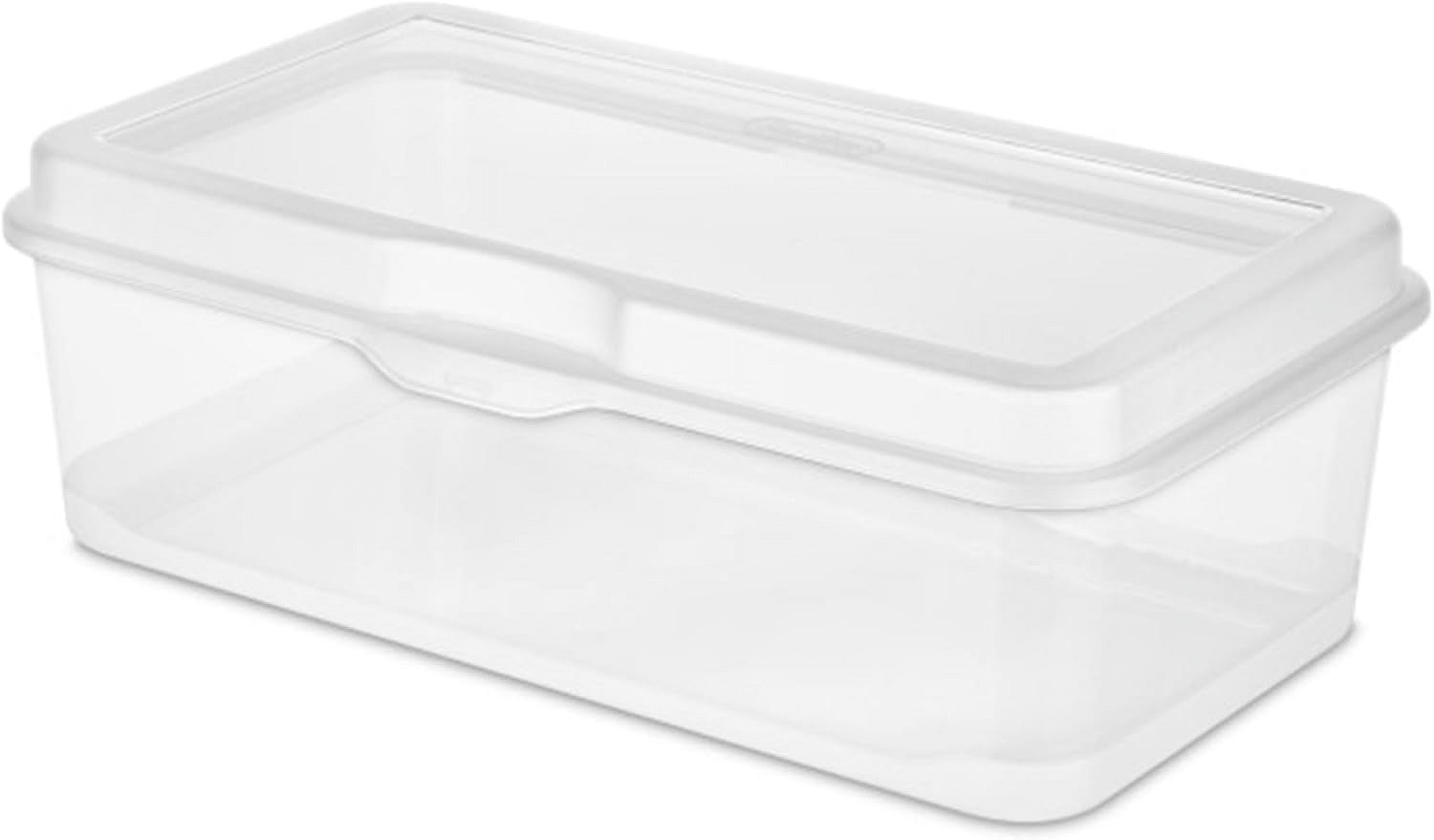 Clear Stackable Plastic Storage Bin with Hinged Lid, 6-Pack