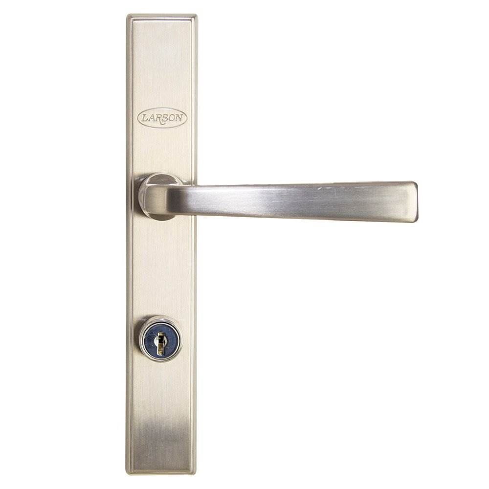 Brushed Nickel Straight Lever Handleset for Storm Doors