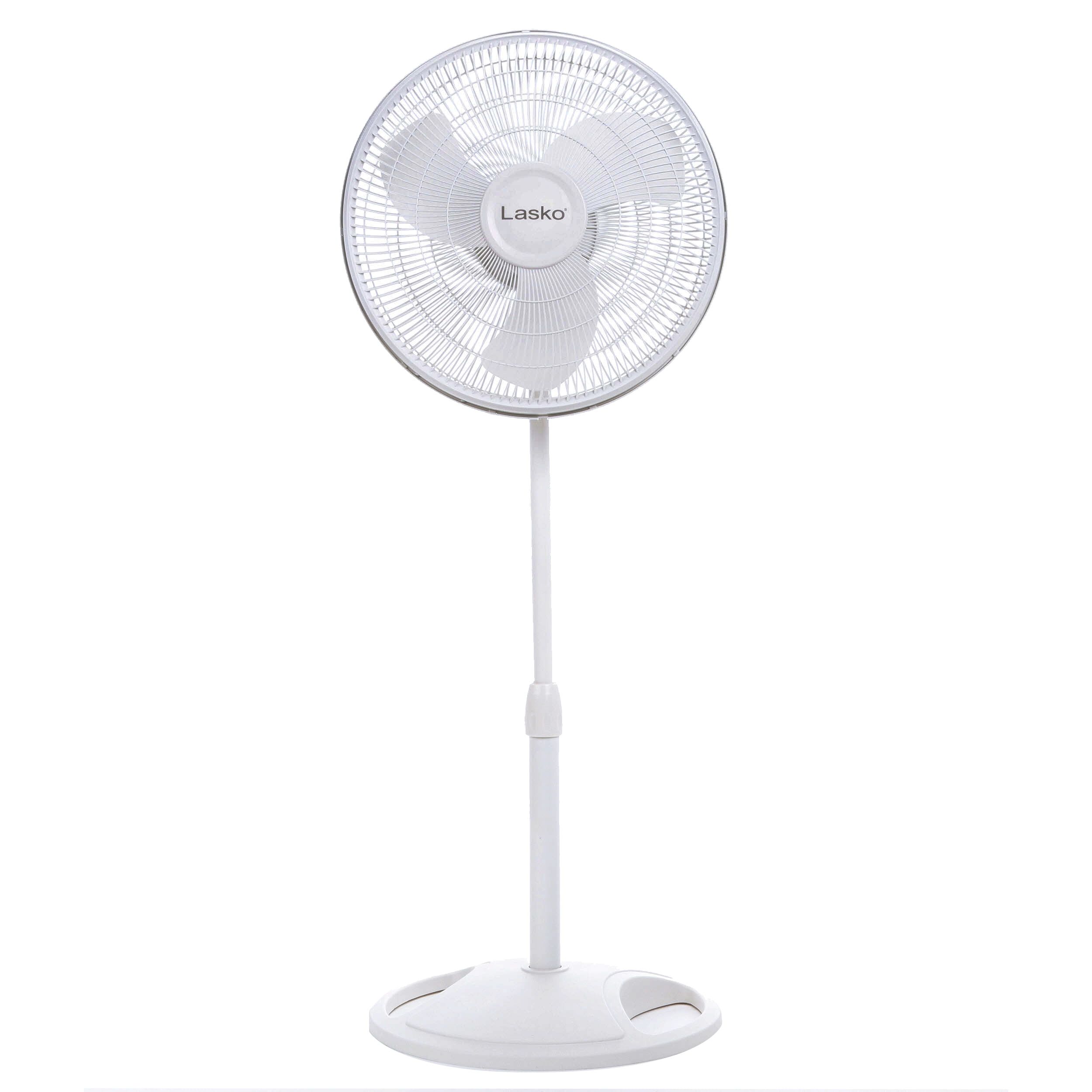 White Adjustable-Height 16-Inch Oscillating Pedestal Fan