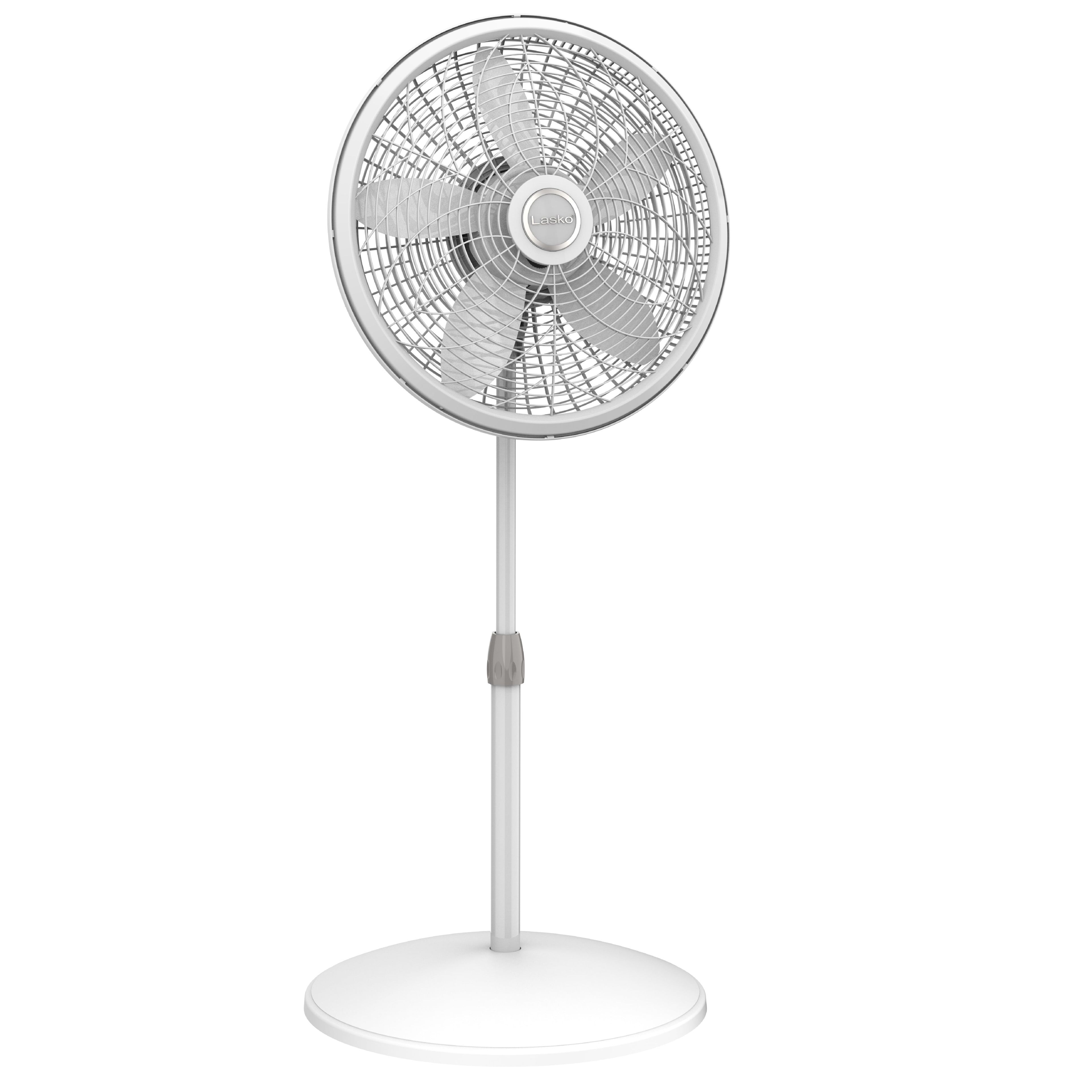 White Adjustable Height Oscillating Floor Fan with Three Speeds