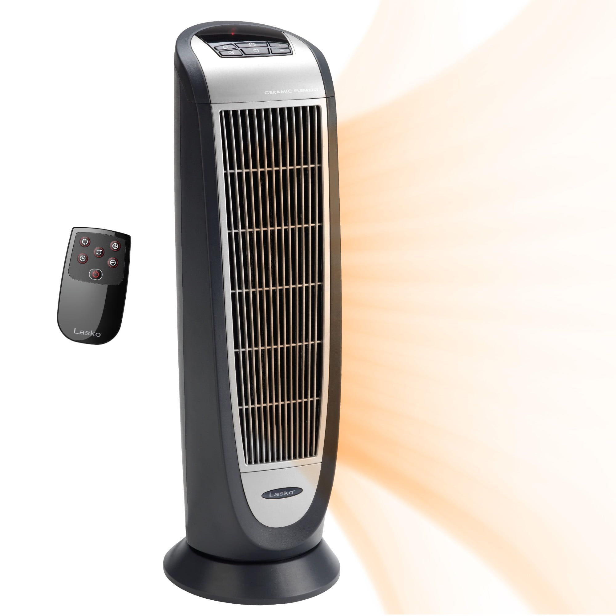 Lasko 23" Black and Silver Ceramic Tower Space Heater