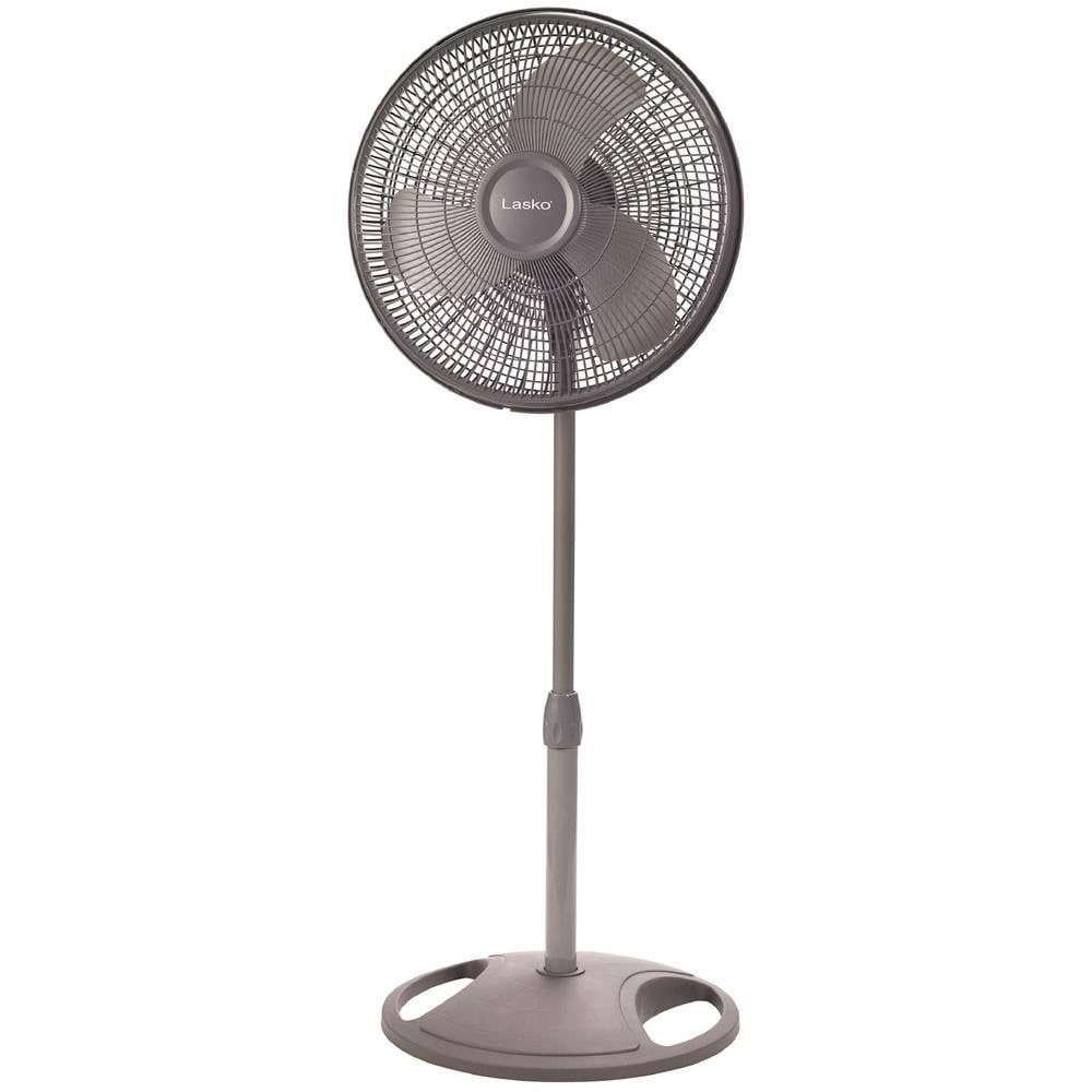 Gray Adjustable Height Oscillating Pedestal Fan with 16-inch Diameter