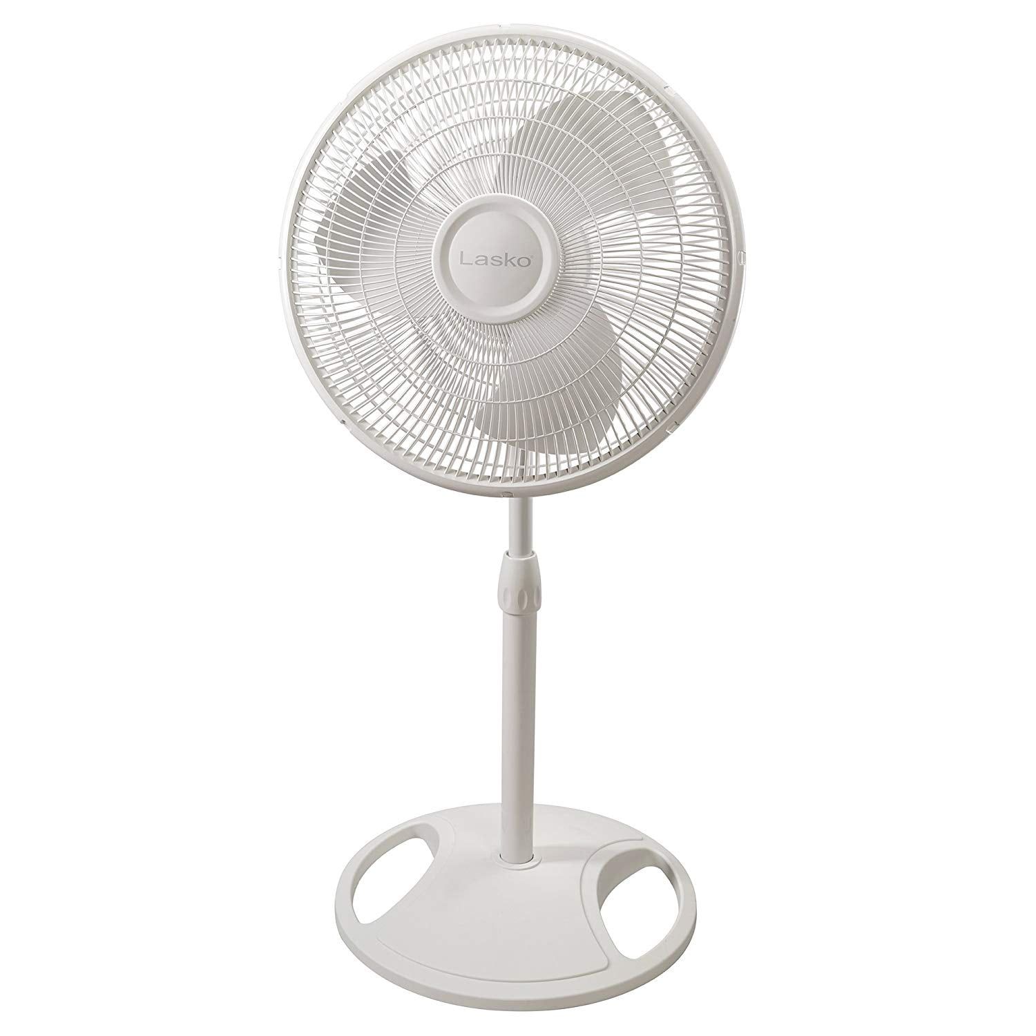 White Adjustable-Height 16-Inch Oscillating Pedestal Fan