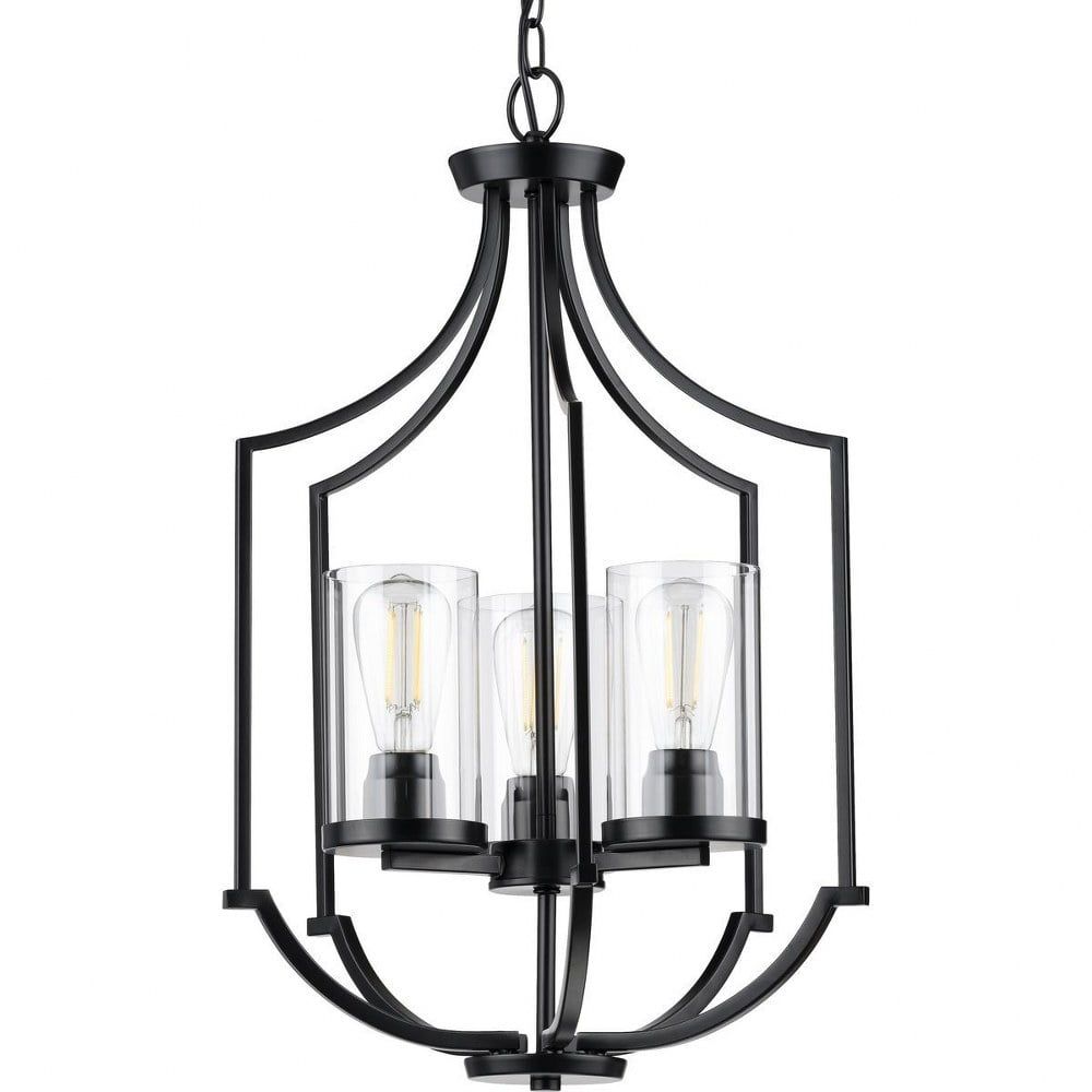 Modern Lassiter 26'' Matte Black Nickel-Accented Glass Foyer Light