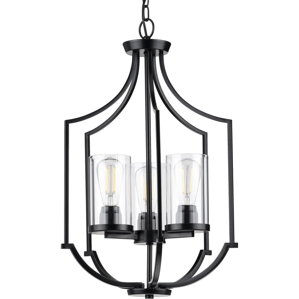 Modern Lassiter 26'' Matte Black Nickel-Accented Glass Foyer Light