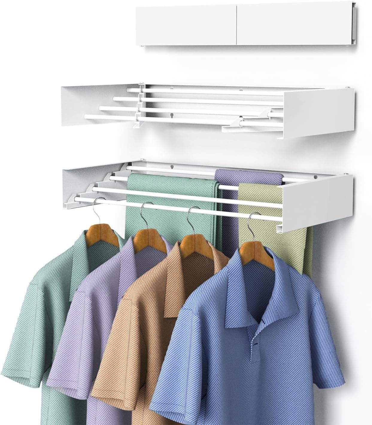 White 23.6'' Collapsible Wall-Mounted Laundry Drying Rack