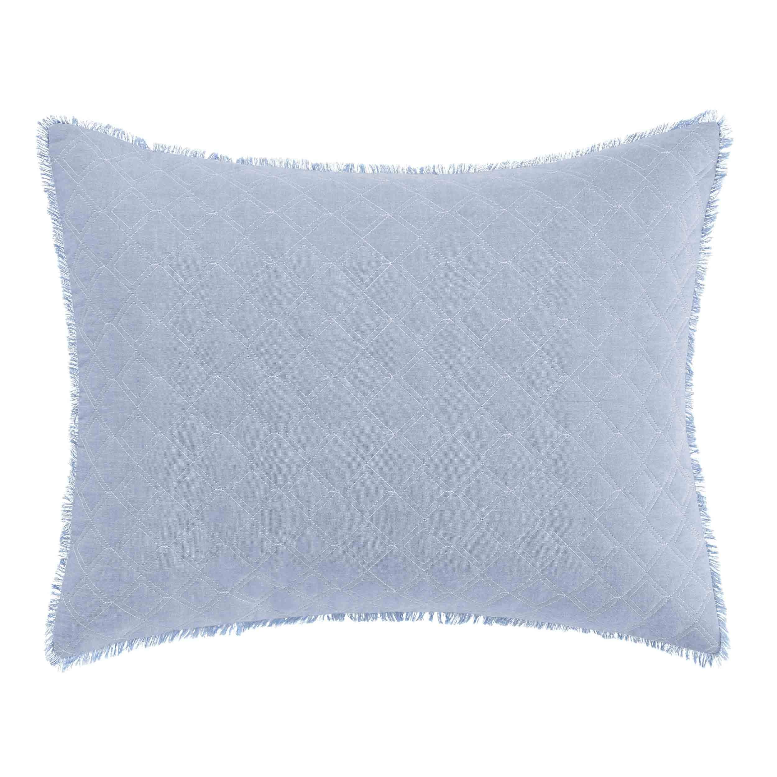 Mila Blue Embroidered Rectangular Throw Pillow 16x20