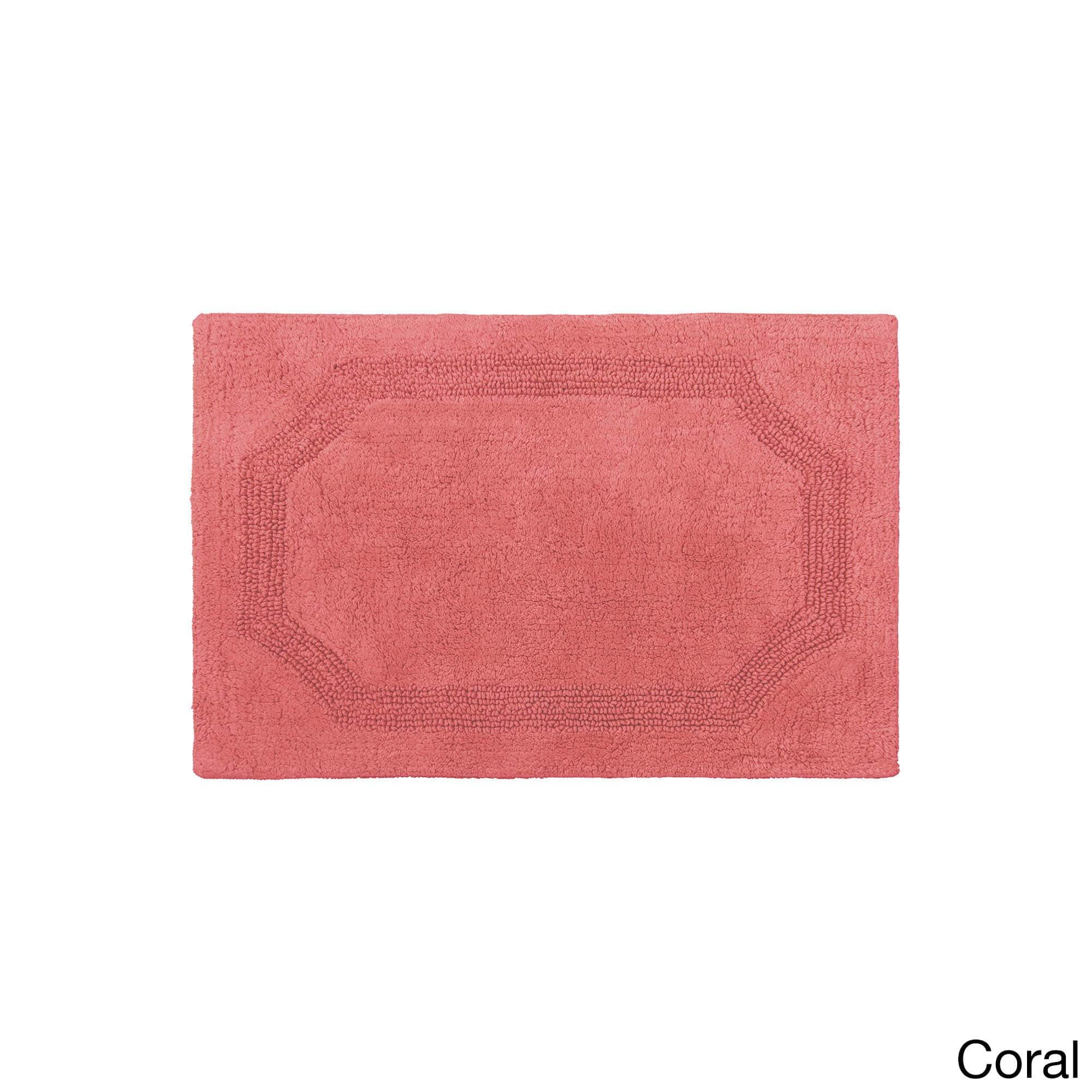 Coral Cotton Reversible Bath Mat 17 x 24 inches