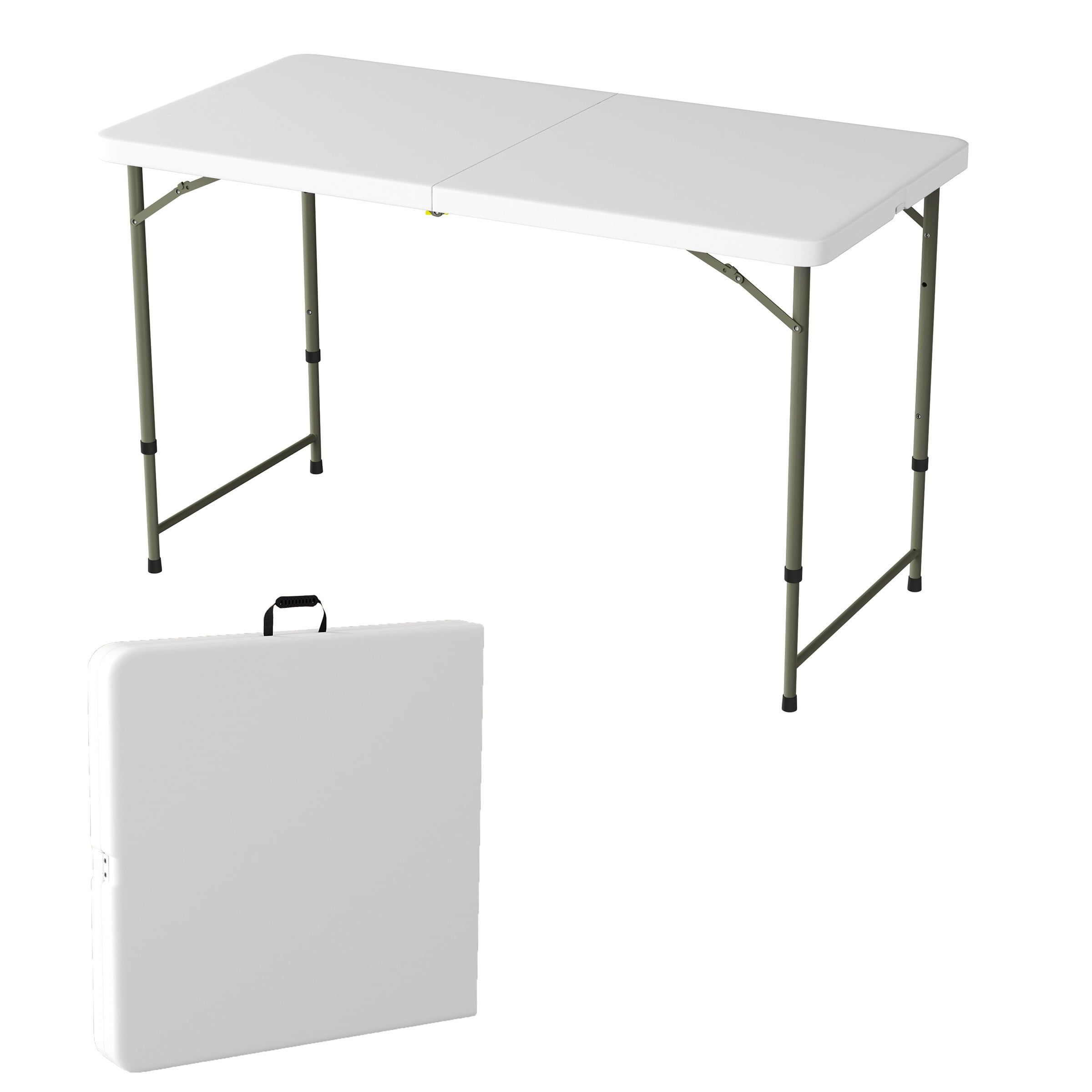 White and Gray 4-Foot Adjustable Folding Utility Table