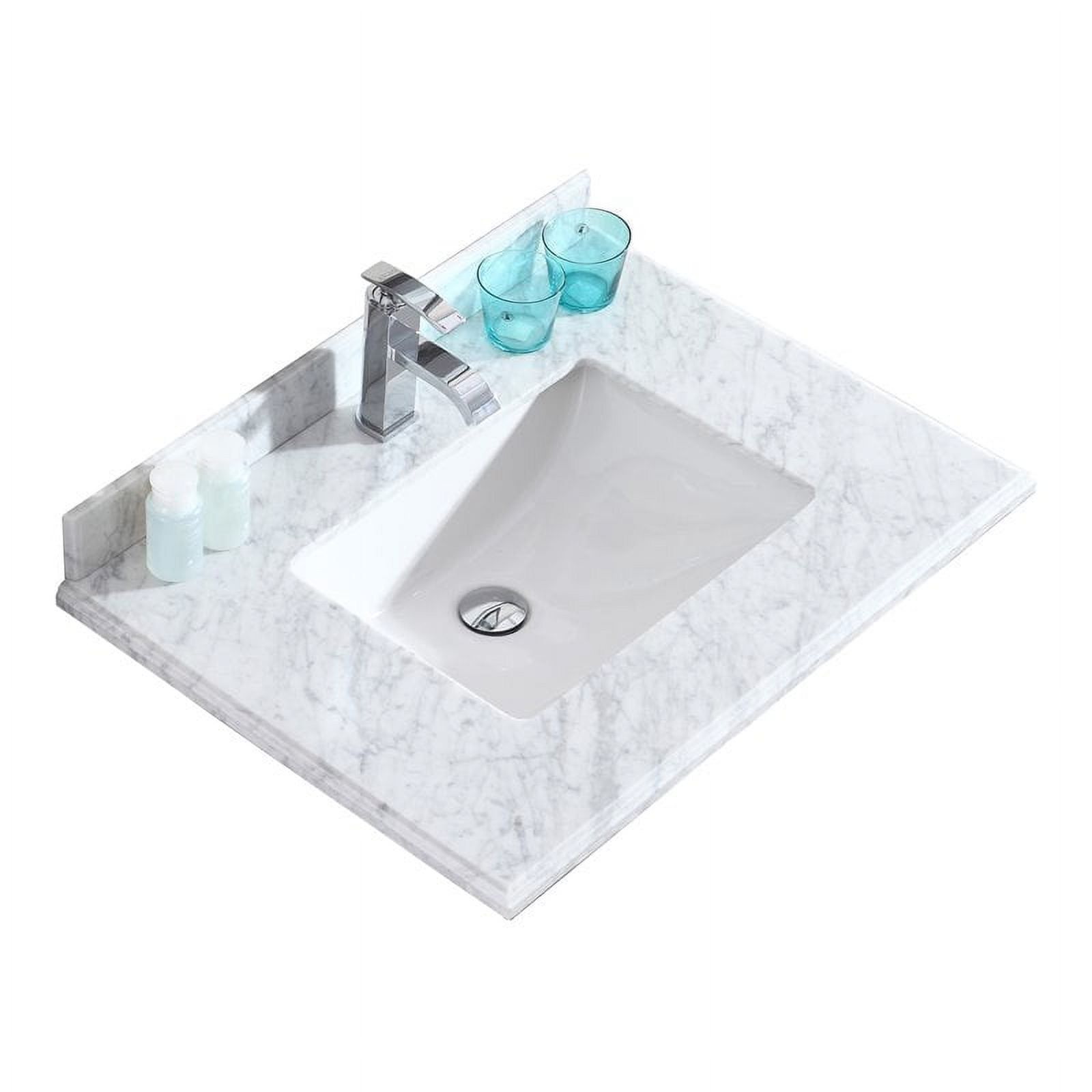 White Carrara Marble 30'' Vanity Top with Ceramic Sink