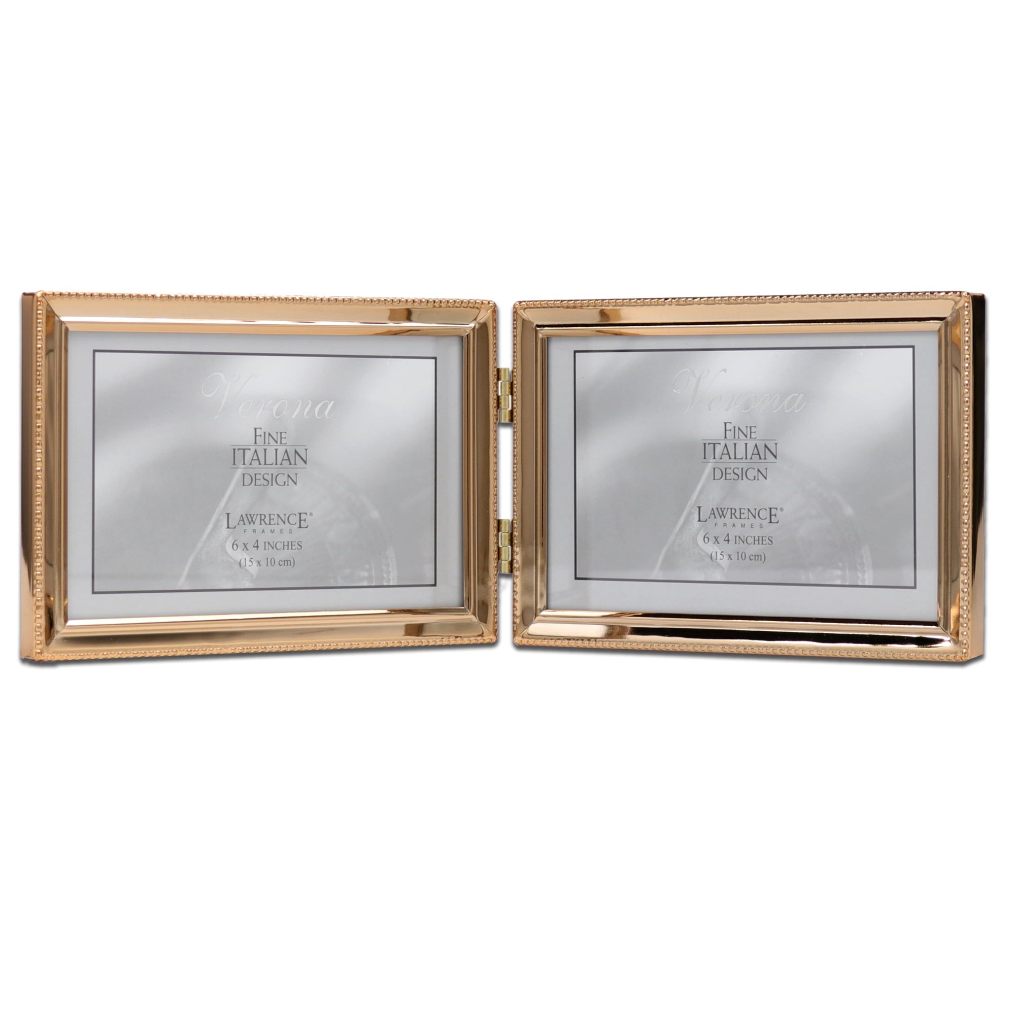 Classic Beaded Gold Glass Tabletop & Wall Picture Frame, 12.4" x 4.21"