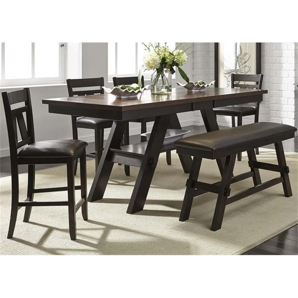 Lawson Espresso 6-Piece Rubberwood Dining Set with Bench