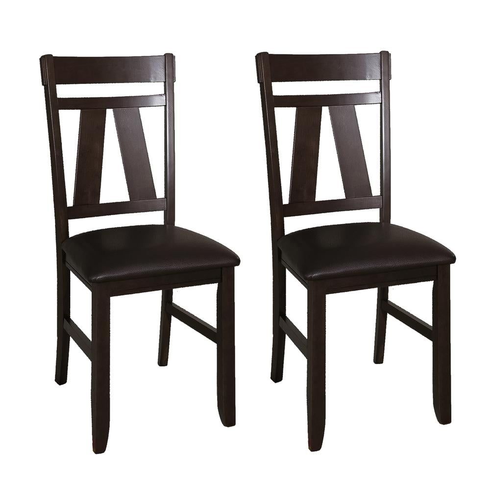 Black Upholstered Linen Slat Back Side Chair Set