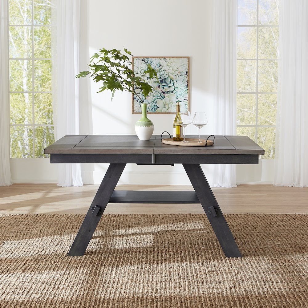 Gray Wood Extendable Counter Height Gathering Table