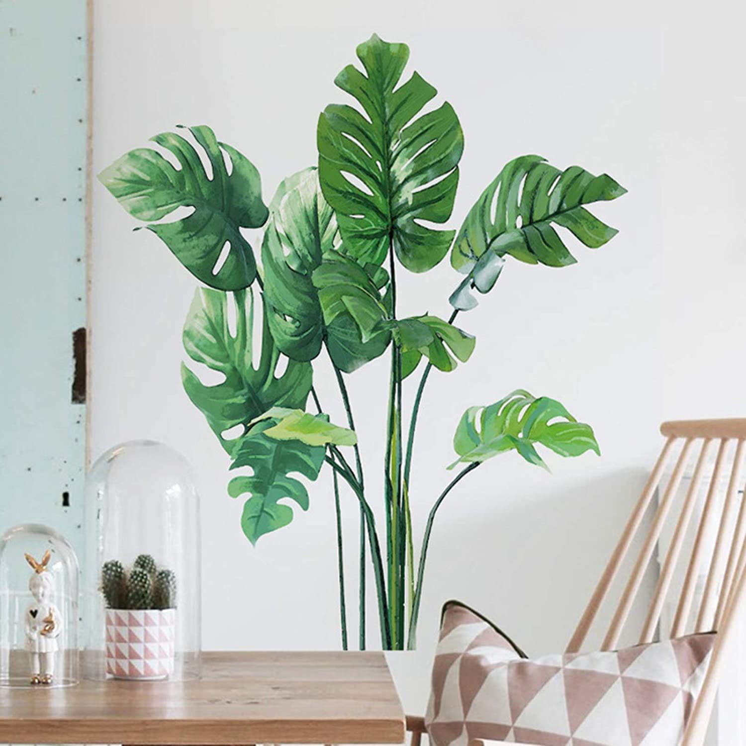 Monstera Palm Leaf Green Vinyl Wall Decals for Nursery