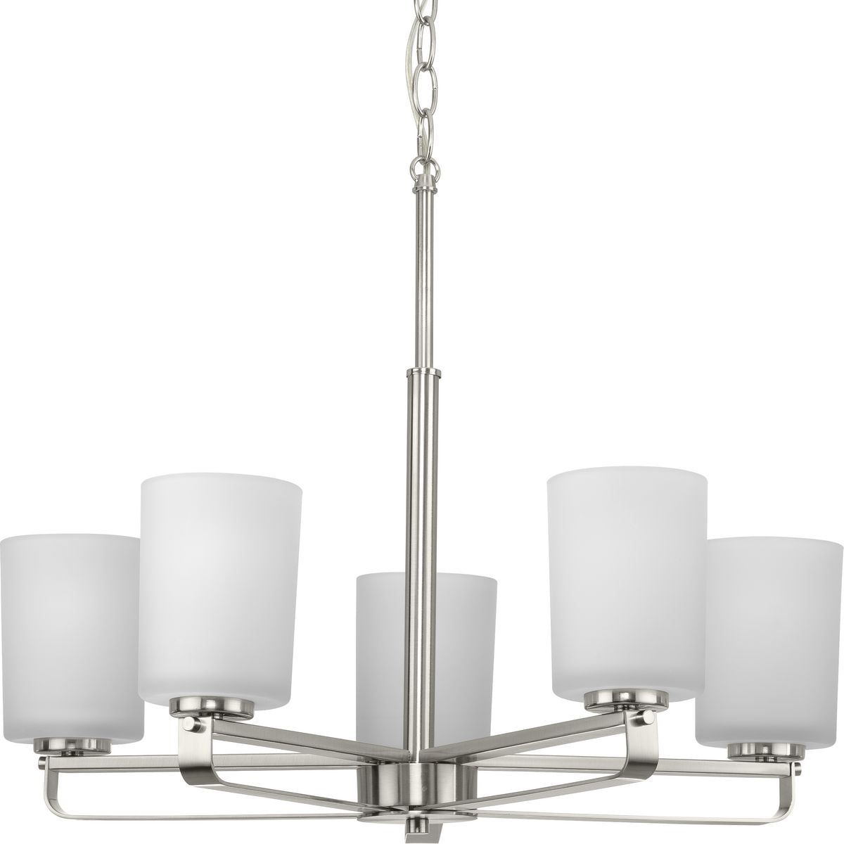 Brushed Nickel Five-Light Chandelier with Etched Glass Shades