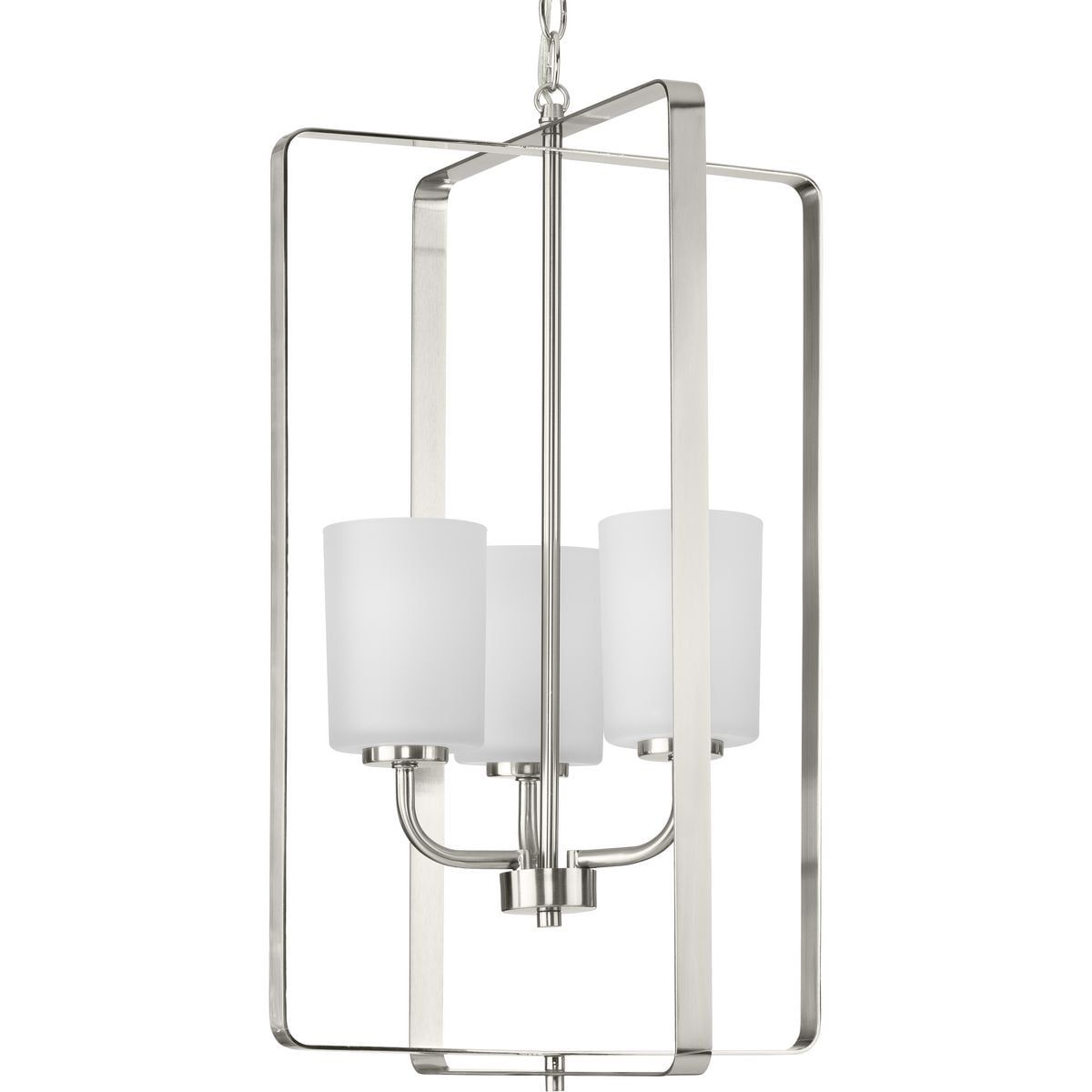 Brushed Nickel Cage 3-Light Foyer Pendant