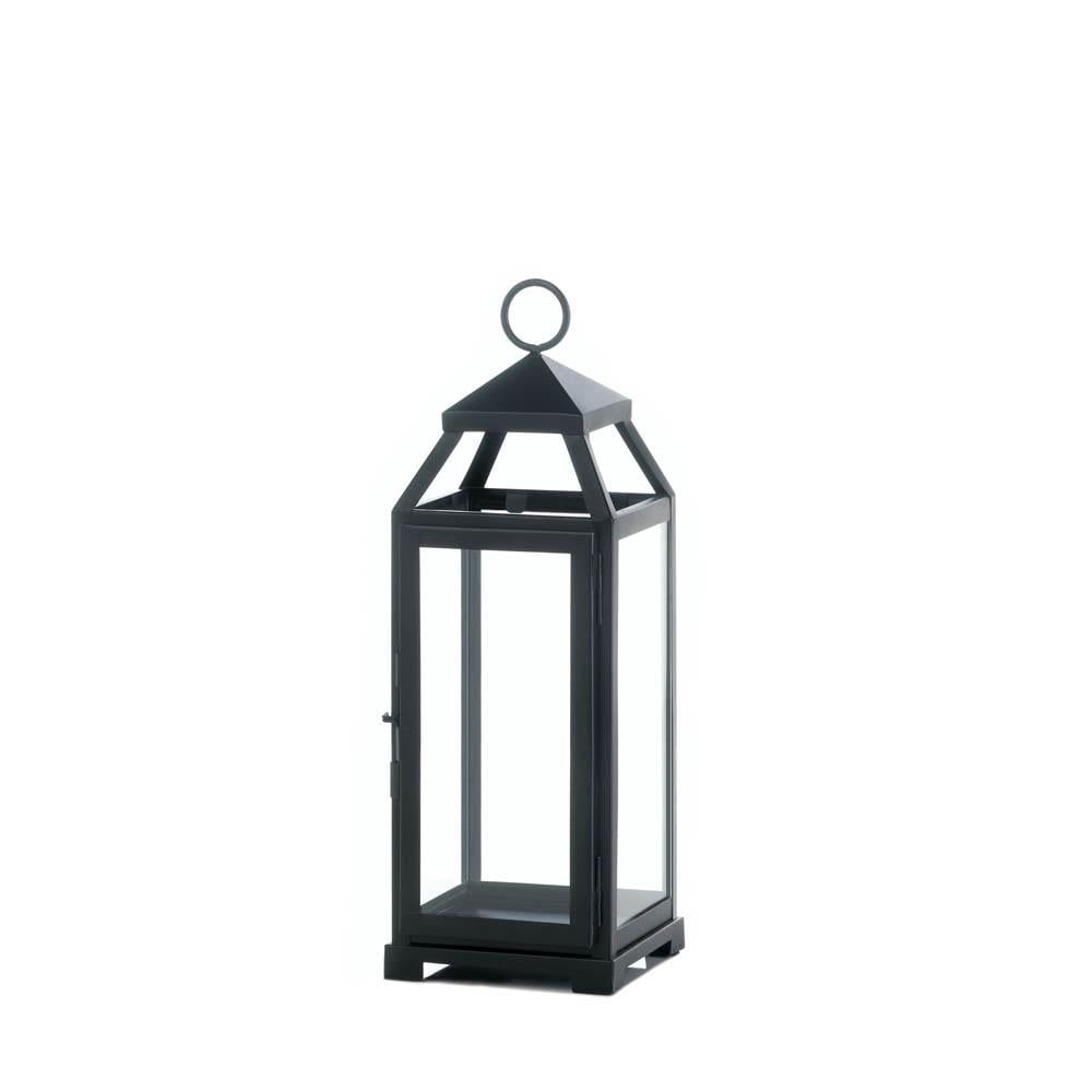 Medium Black Iron and Glass Hanging Candle Lantern