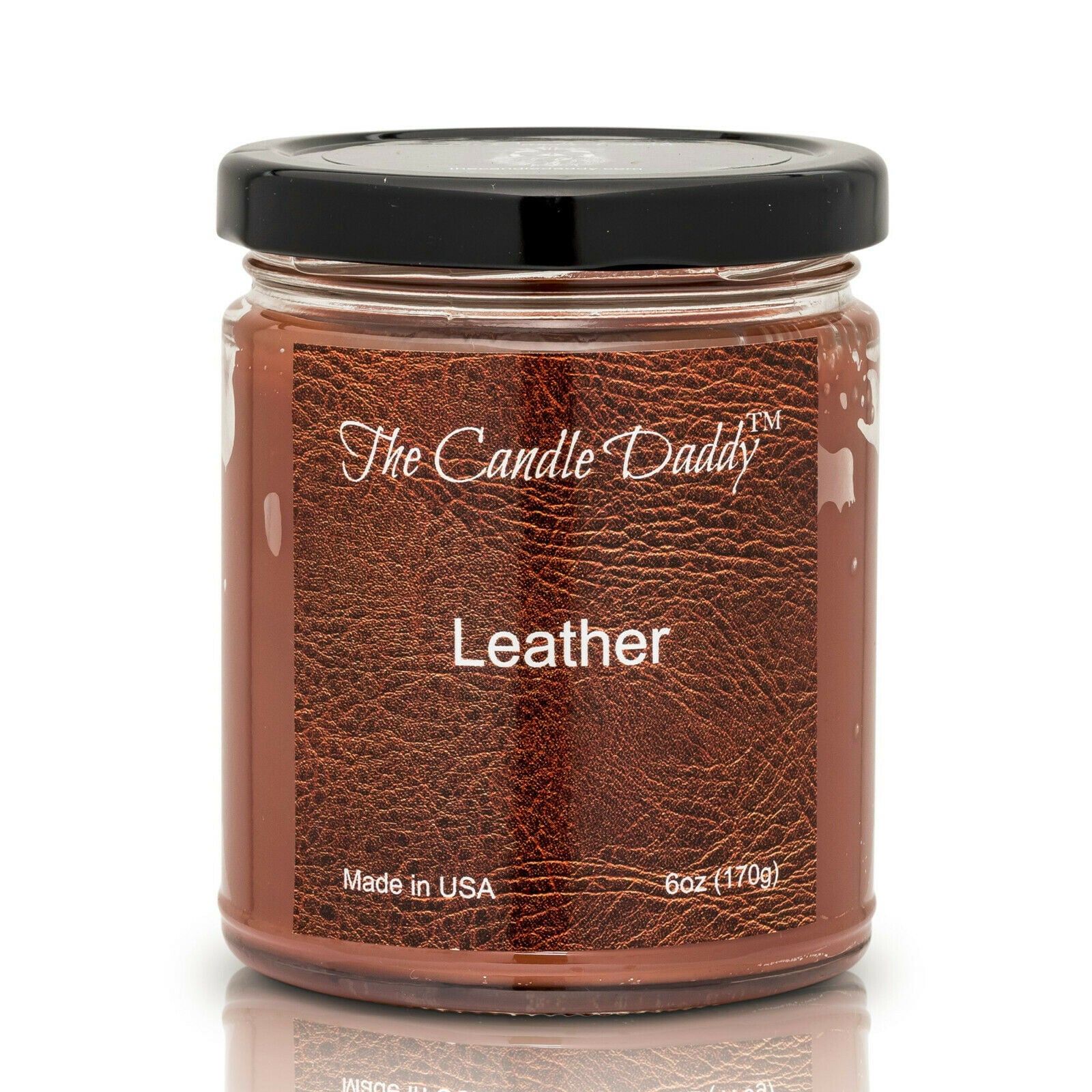 Leather Scented Brown Jar Candle with 40 Hour Burn Time