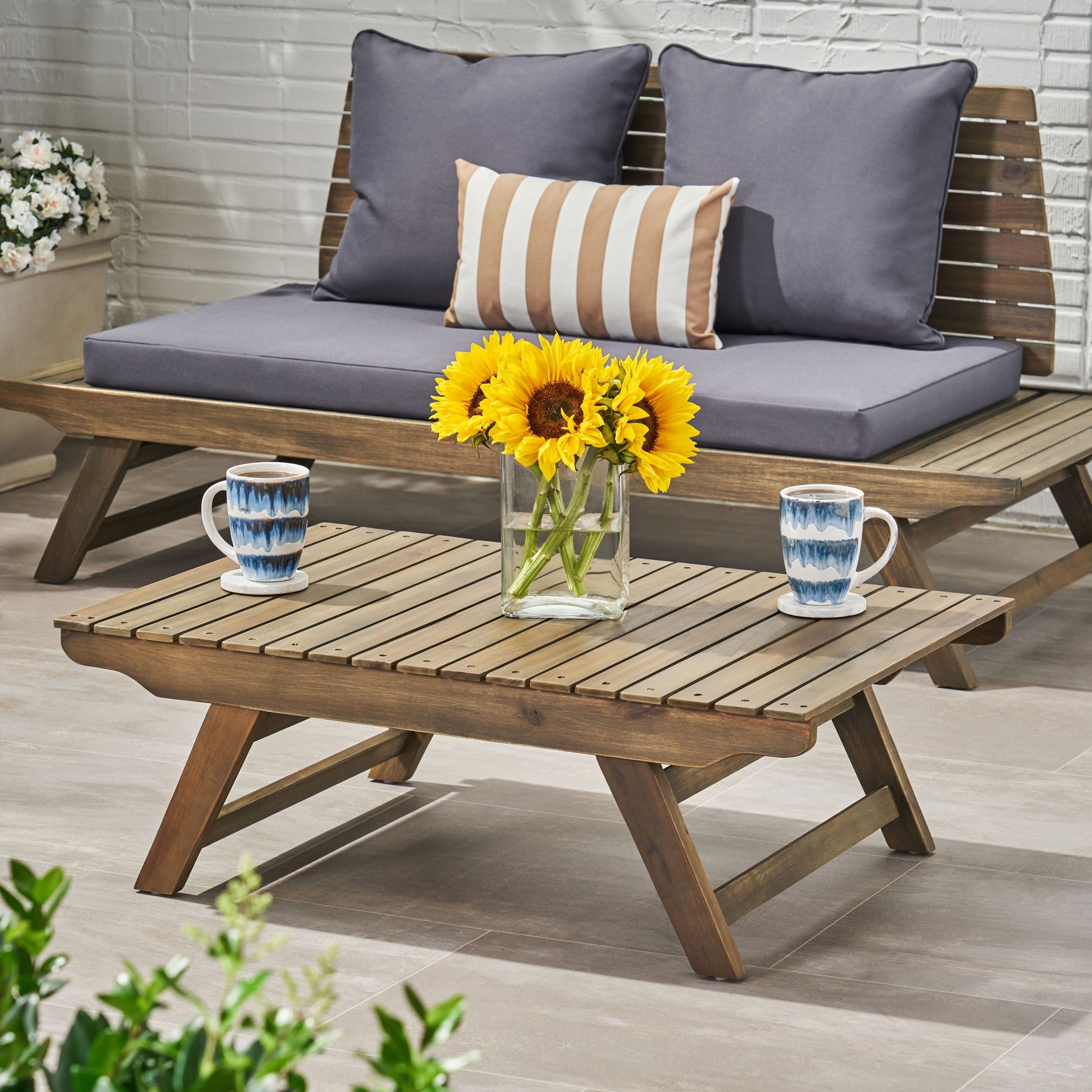 Sedona Gray Acacia Wood Outdoor Coffee Table