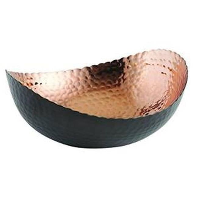 Elliptical Black and Copper Hammered Serving Bowl