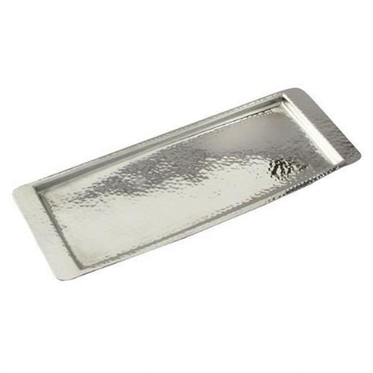 Elegant Hammered Stainless Steel Rectangular Serving Tray, 13.75" x 4.5"