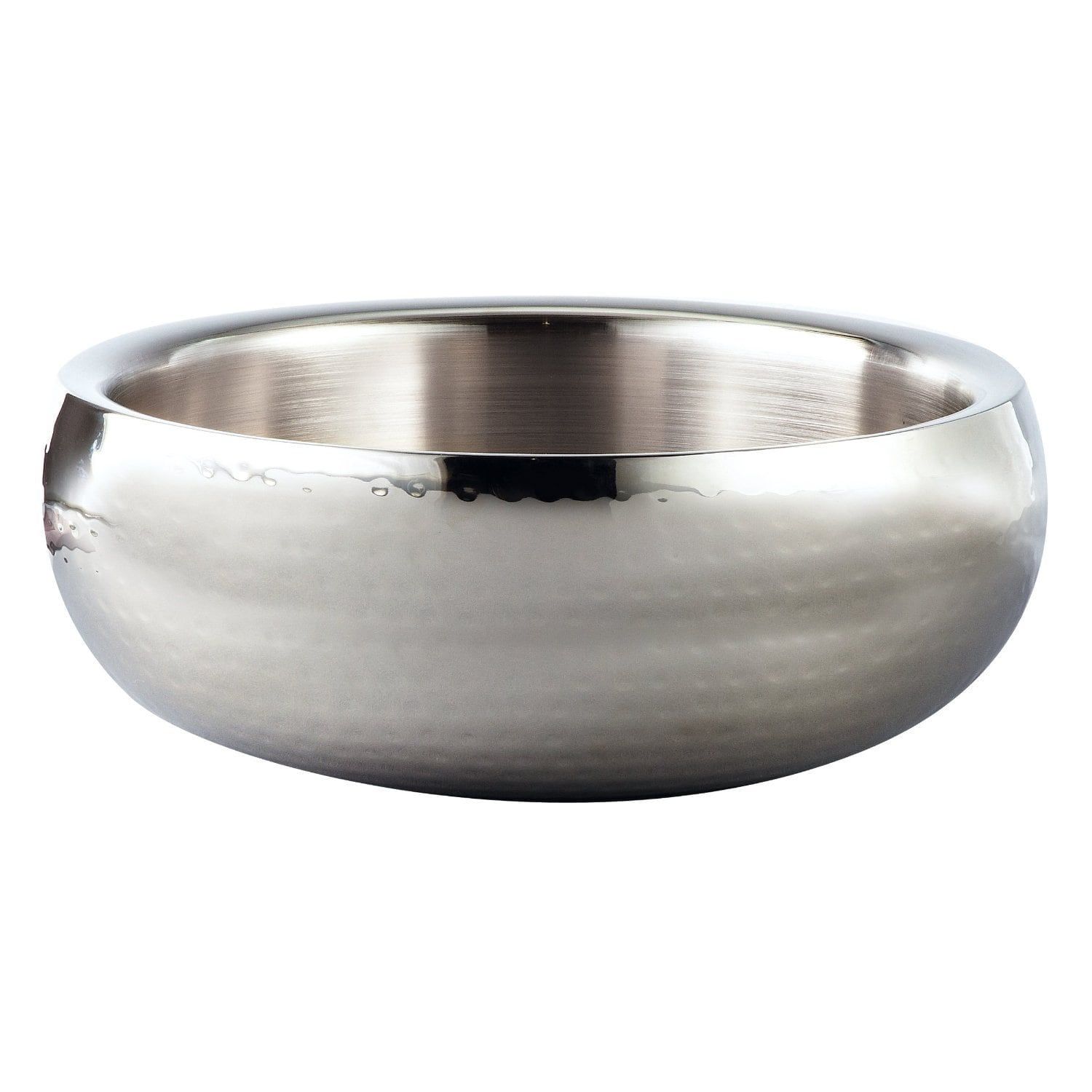 Classic Hammered Stainless Steel 11.5" Round Salad Serving Bowl