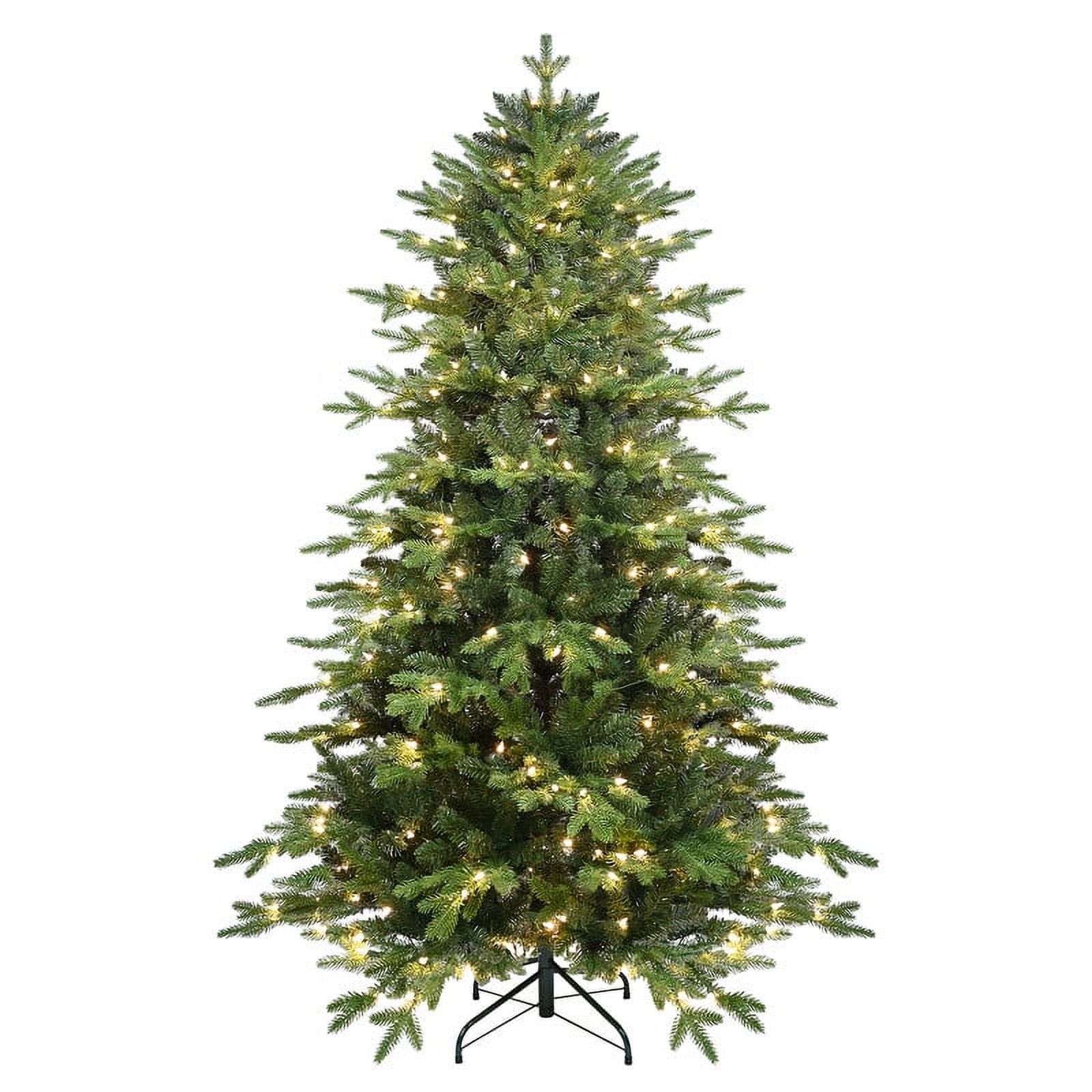 7.5ft Green Pre-Lit Aspen Fir Artificial Christmas Tree with LED Lights