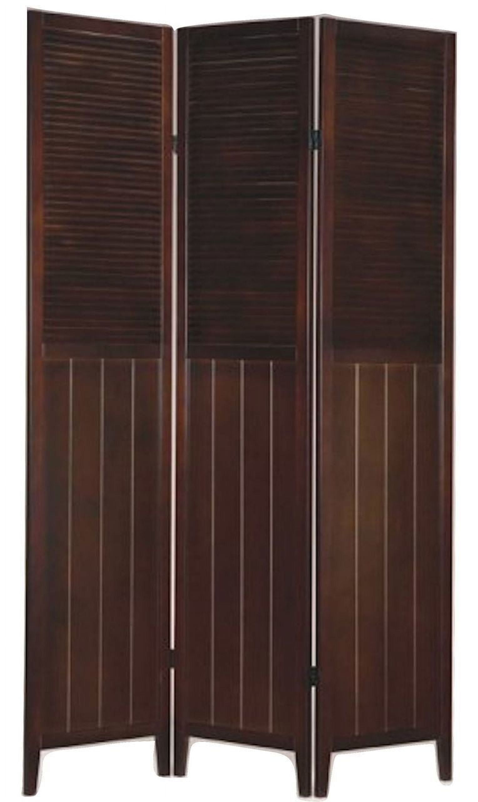 Espresso 3-Panel Solid Wood Folding Room Divider