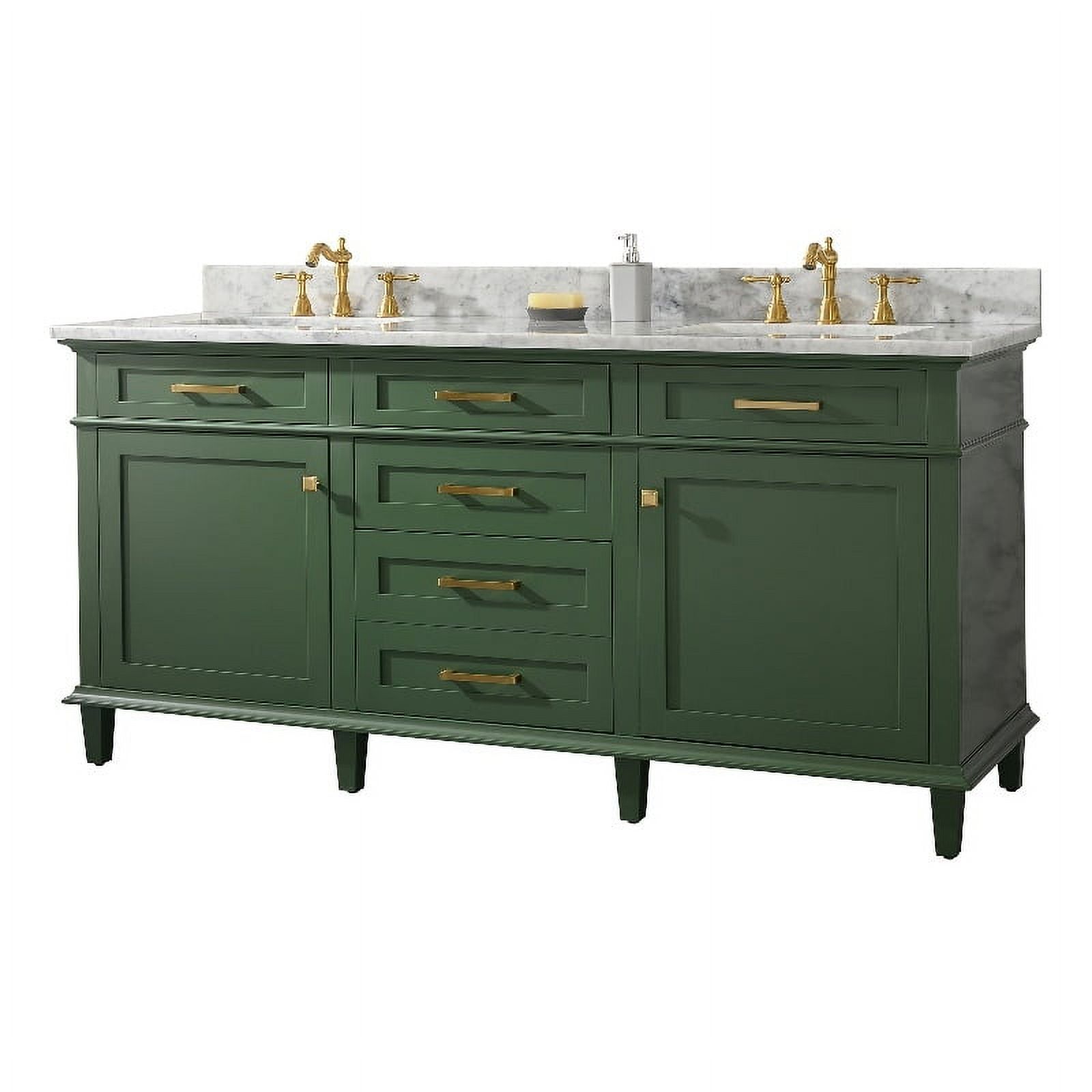 Vogue Green Double Sink 72" Vanity with Carrara Marble Top