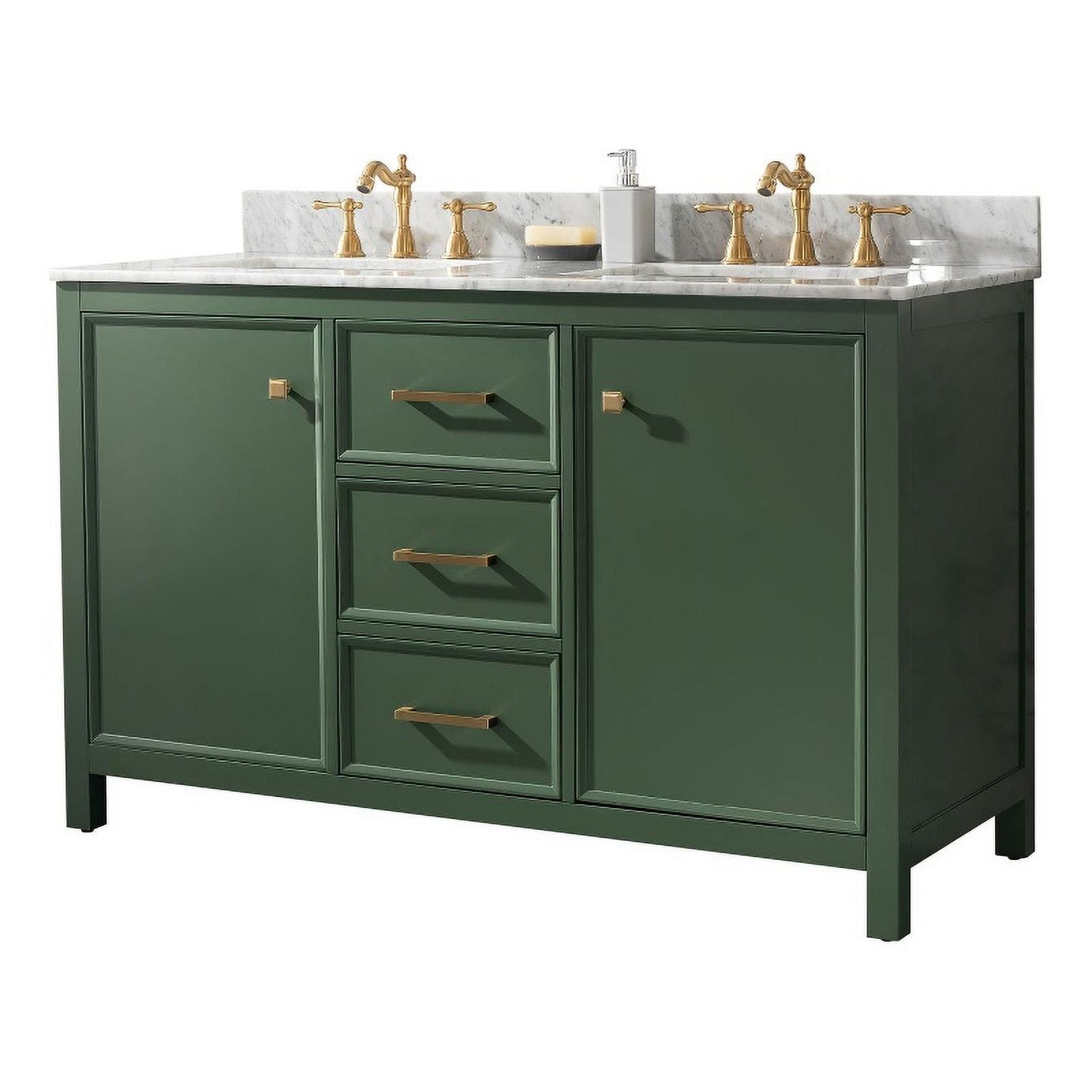 Vogue Green Double Sink Vanity with Carrara White Top