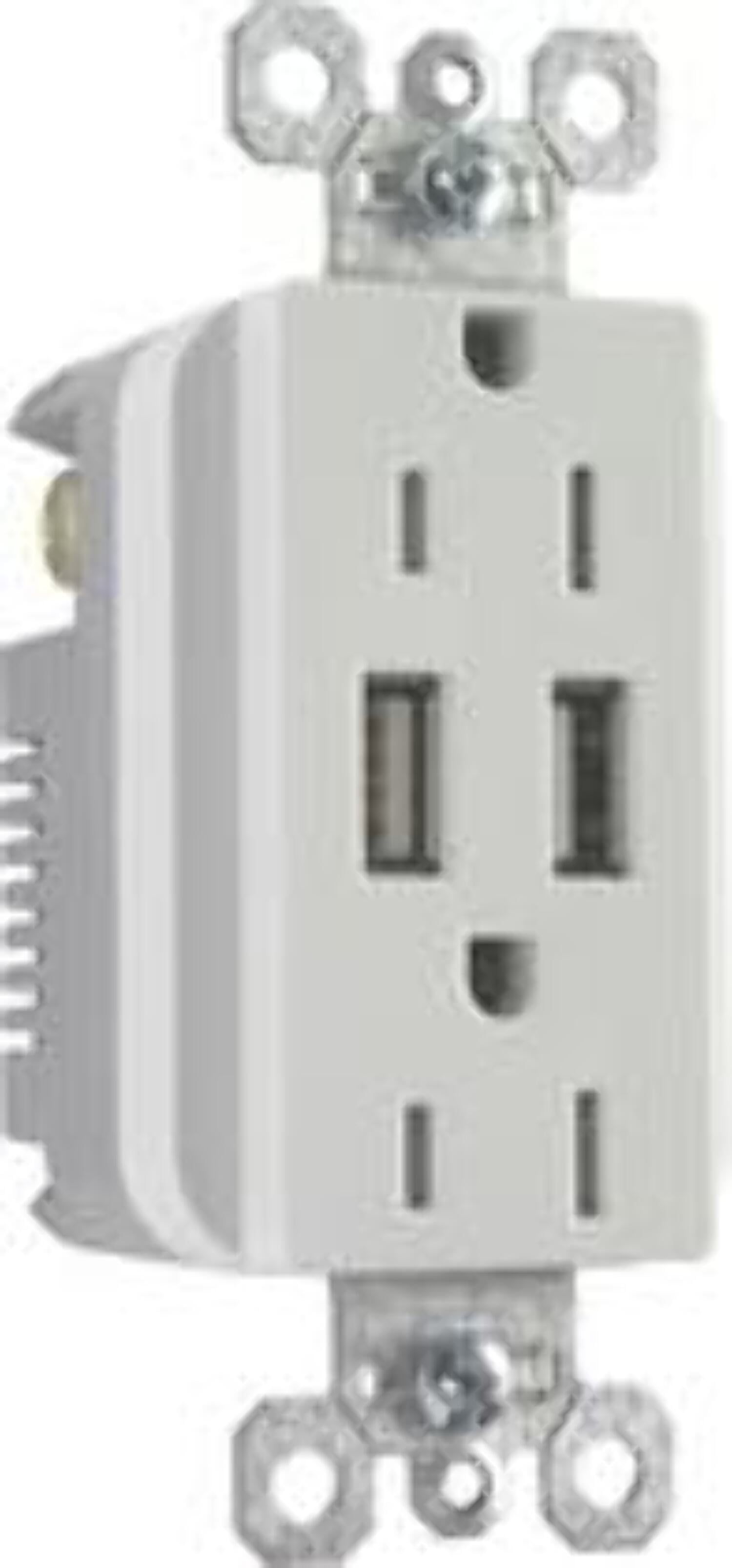 White 15 Amp Tamper Resistant Duplex Outlet with Dual USB Ports