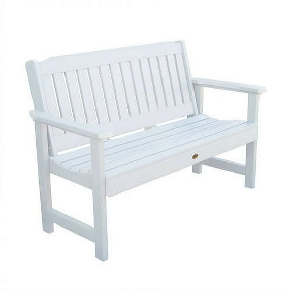 Whitewash 5ft Plastic Garden Bench with Back and Arms