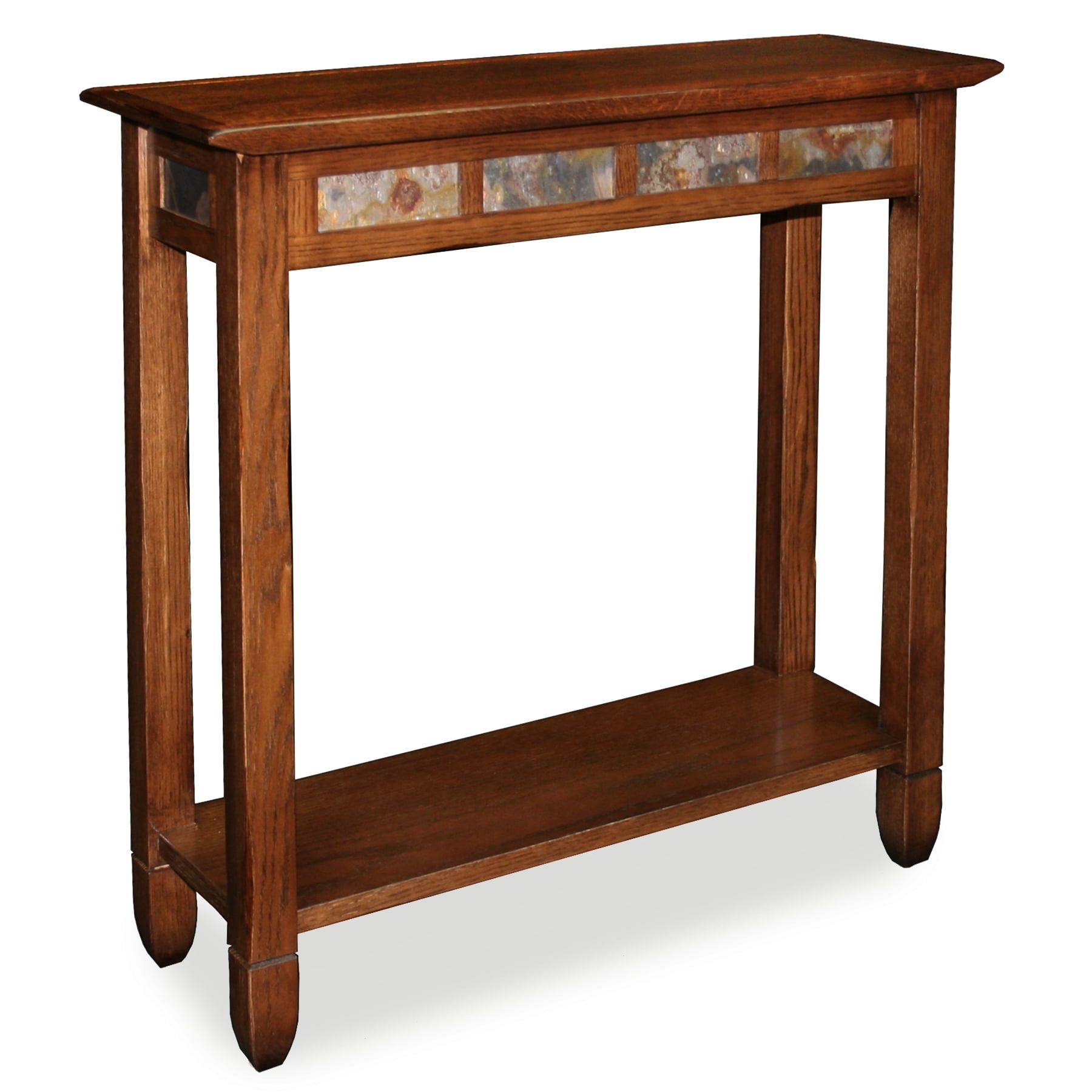 Rustic Oak and Slate Hall Console Table with Shelf