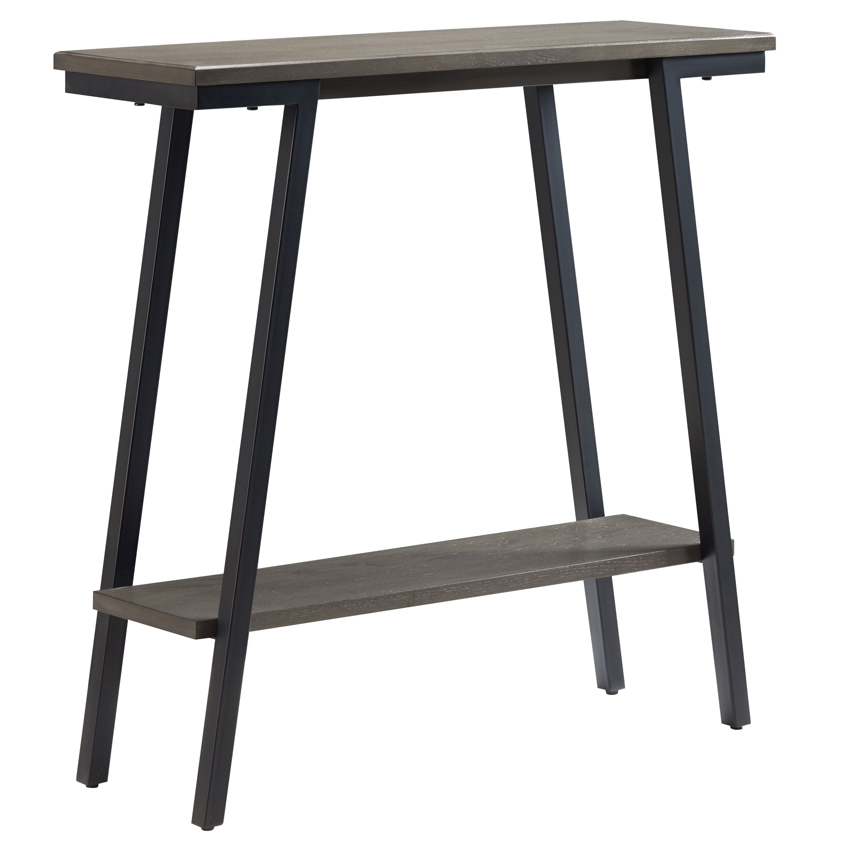 Gray Wood and Metal Console Table with Storage Shelf