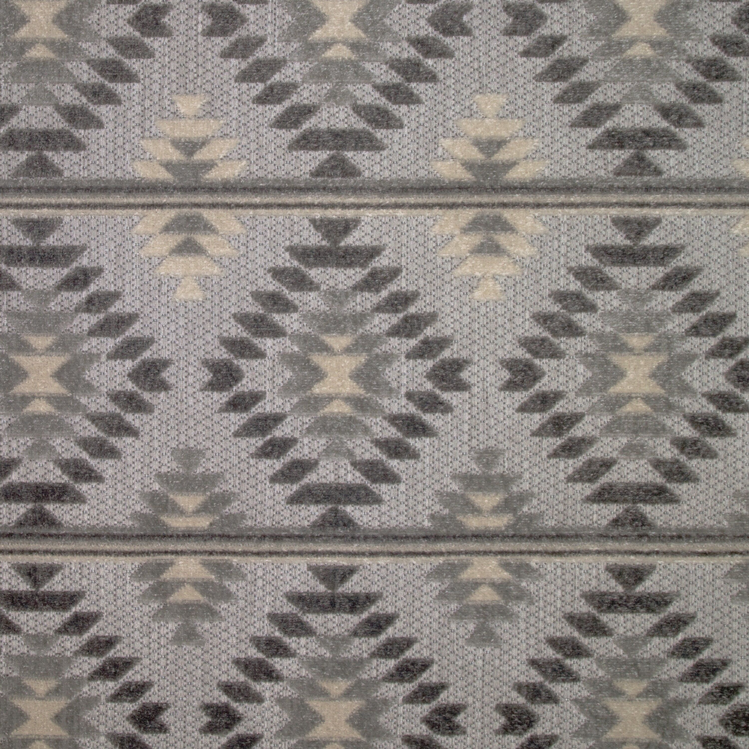 Cirrido Southwestern Gray and Ivory Easy-Care Outdoor Rug