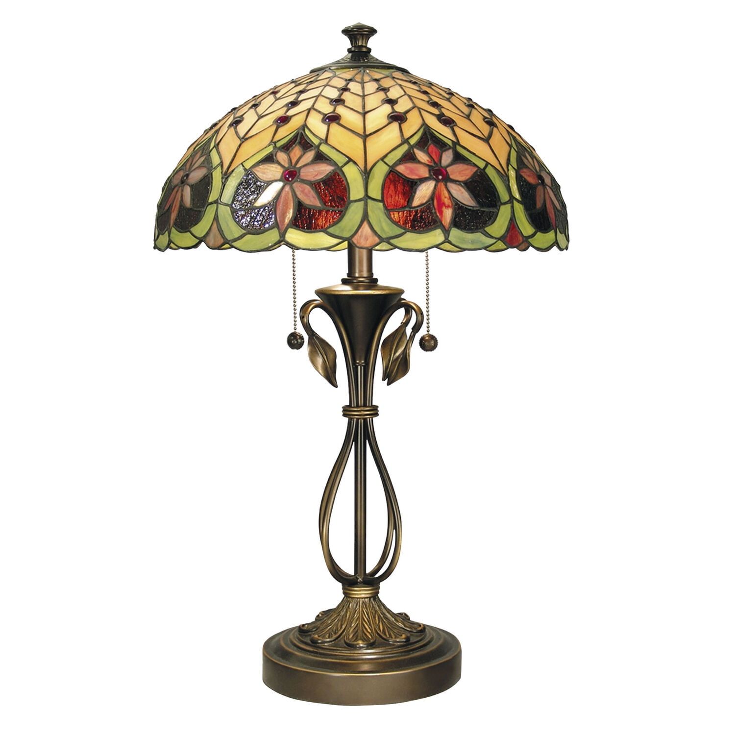 Leilani Antique Brass Table Lamp with Stained Glass Shade